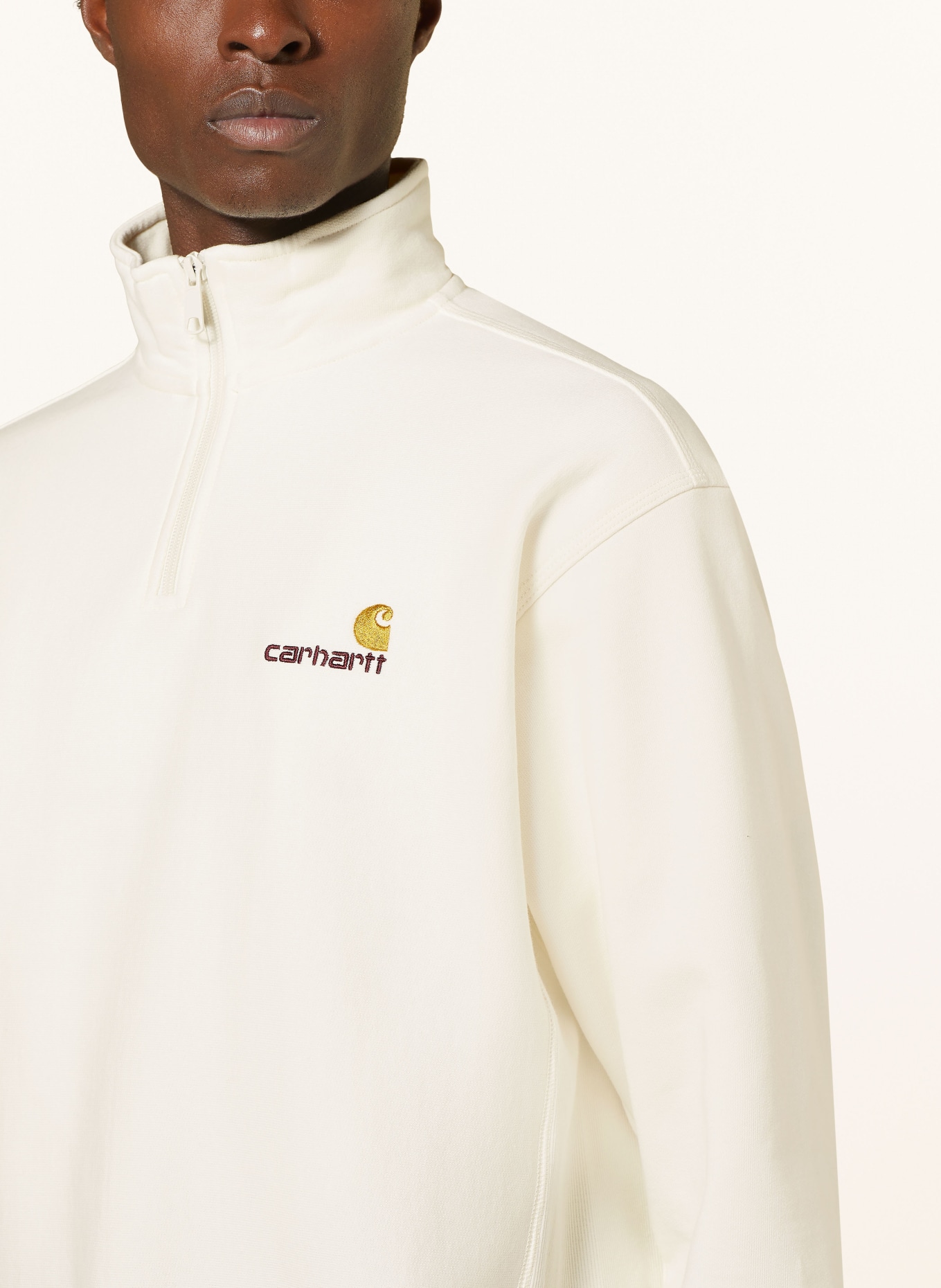 carhartt WIP Half-zip sweater in sweatshirt fabric, Color: BEIGE (Image 4)