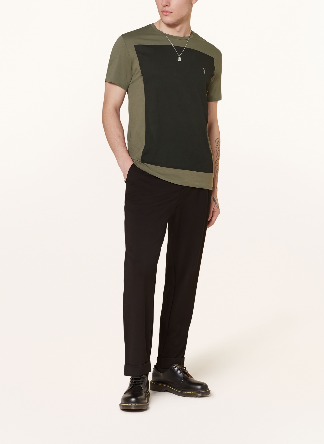 ALLSAINTS T-shirt LOBKE, Color: DARK GREEN/ BLACK (Image 2)
