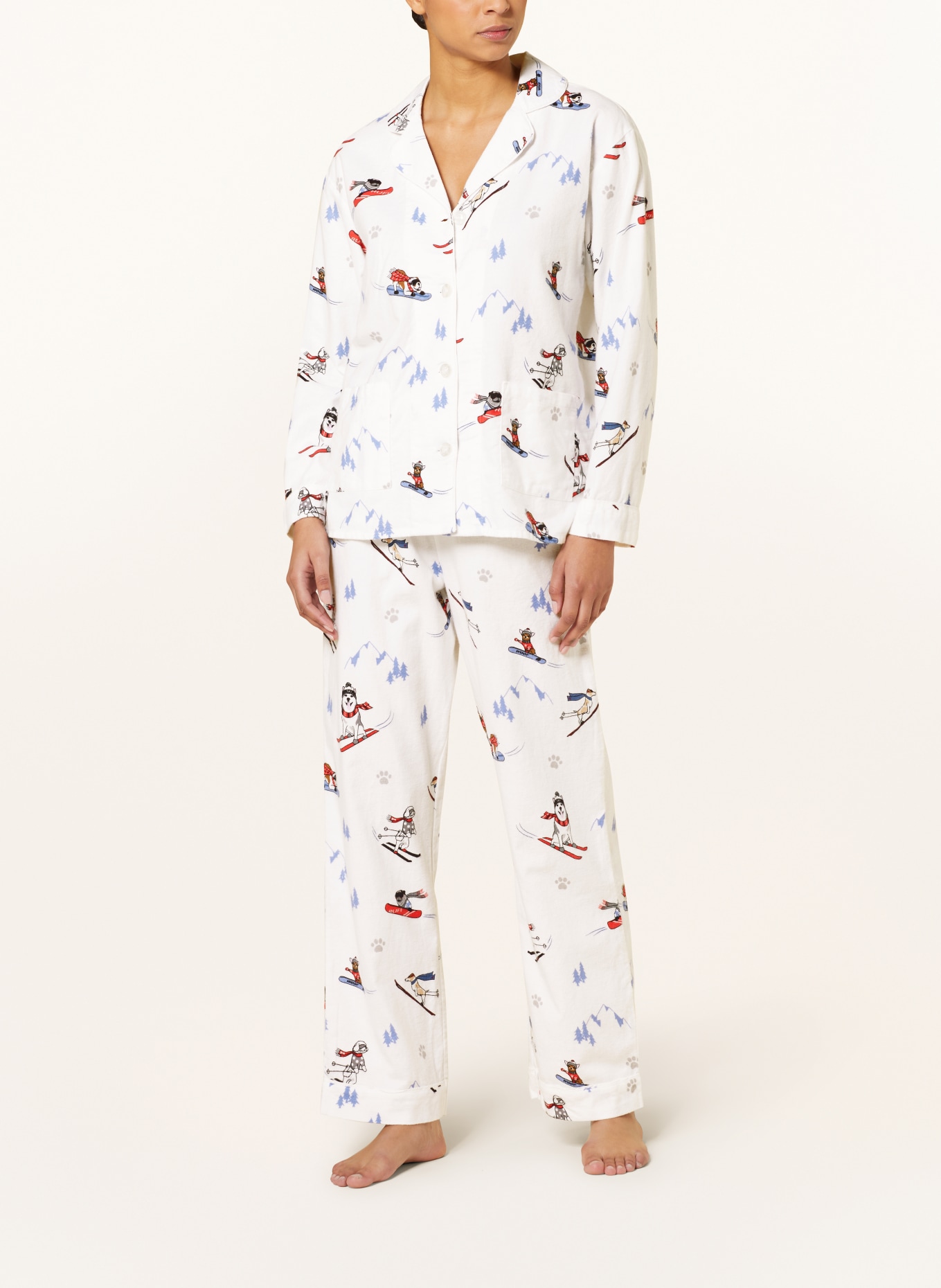 P.J.Salvage Flannel pajamas, Color: WHITE/ BLUE/ RED (Image 2)