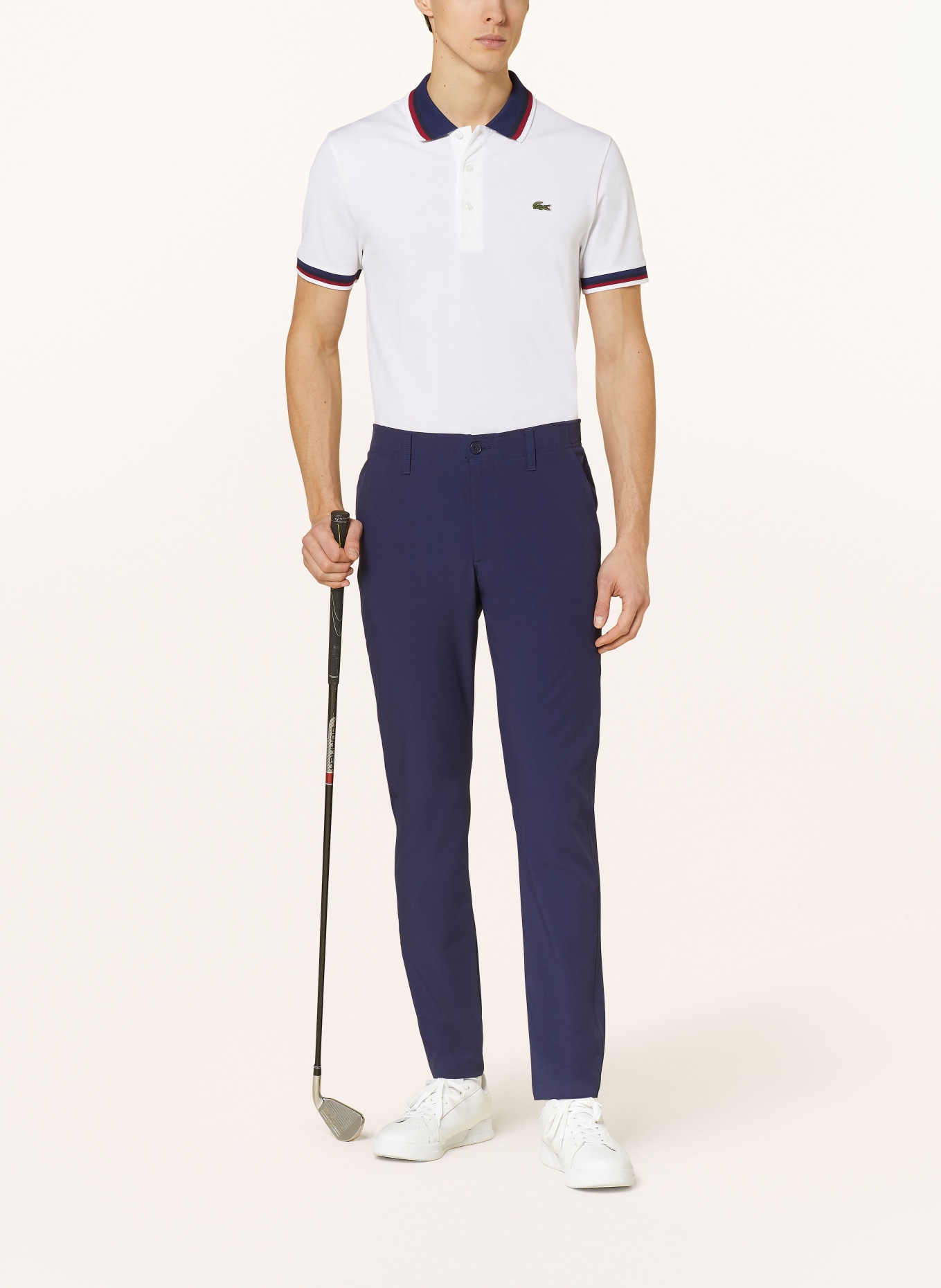 LACOSTE Piqué-Poloshirt Regular Fit, Farbe: WEISS/ DUNKELBLAU/ DUNKELROT (Bild 2)