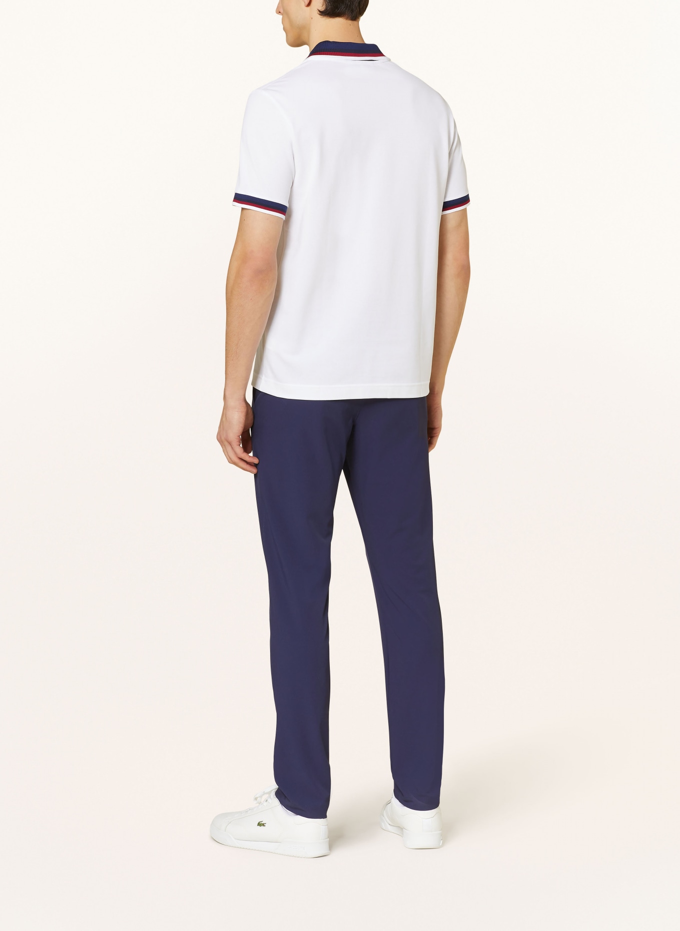LACOSTE Piqué-Poloshirt Regular Fit, Farbe: WEISS/ DUNKELBLAU/ DUNKELROT (Bild 3)