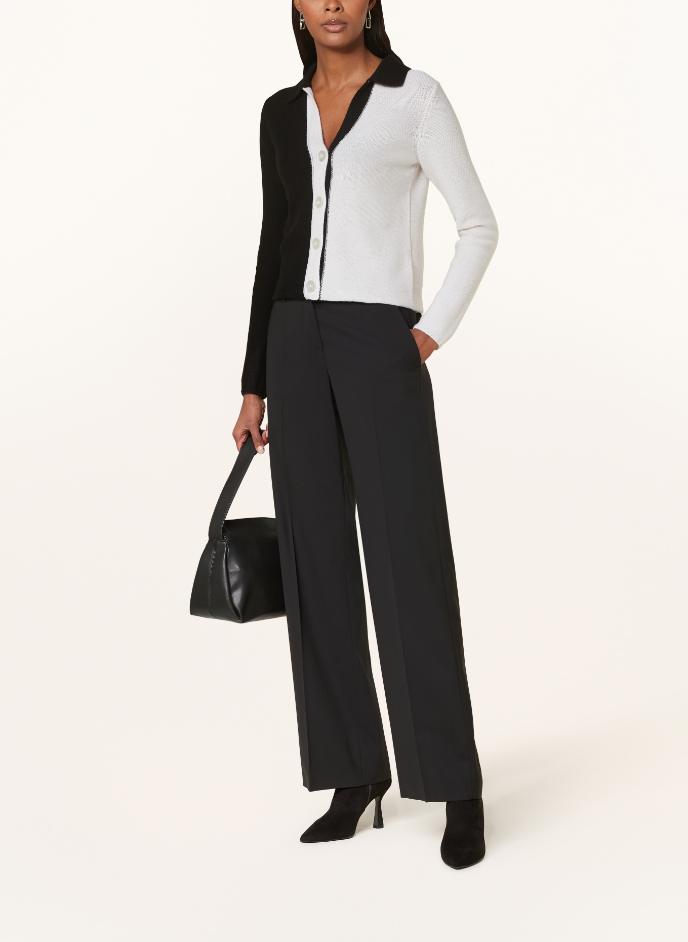 SEM PER LEI Cardigan with cashmere, Color: BLACK/ ECRU (Image 2)