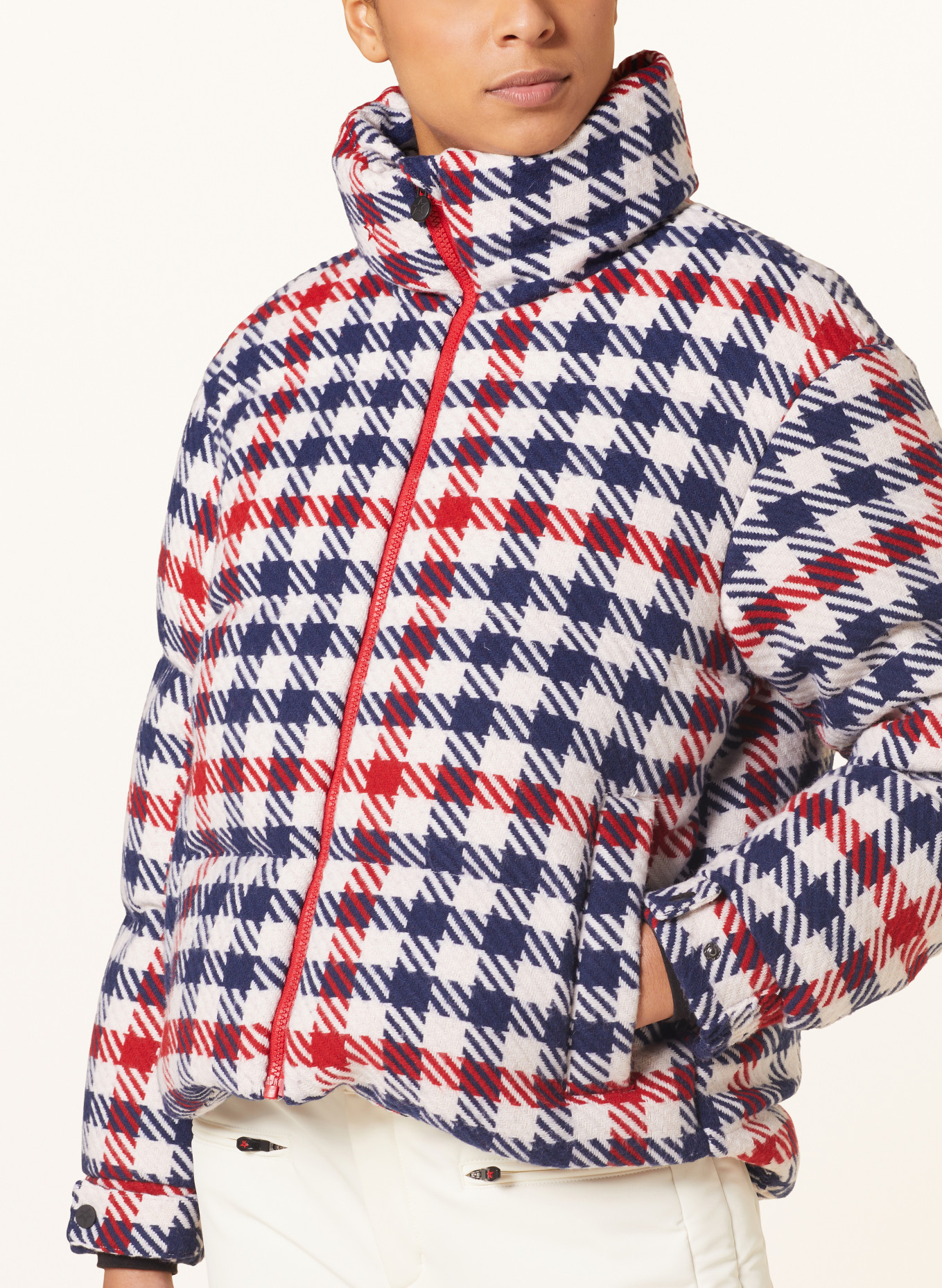 PERFECT MOMENT Down ski jacket STAR GINGHAM, Color: WHITE/ DARK BLUE/ RED (Image 4)