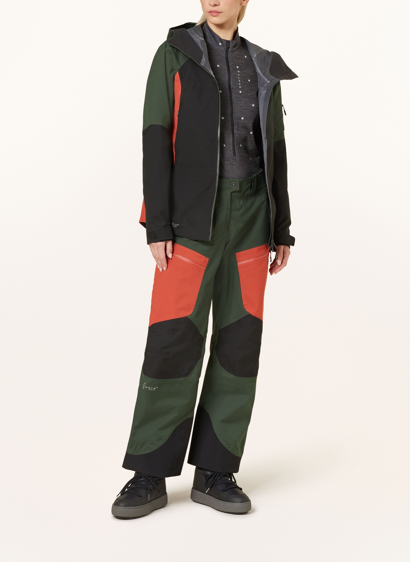 maloja Ski pants MUOTTASM., Color: DARK GREEN/ DARK ORANGE/ BLACK (Image 2)