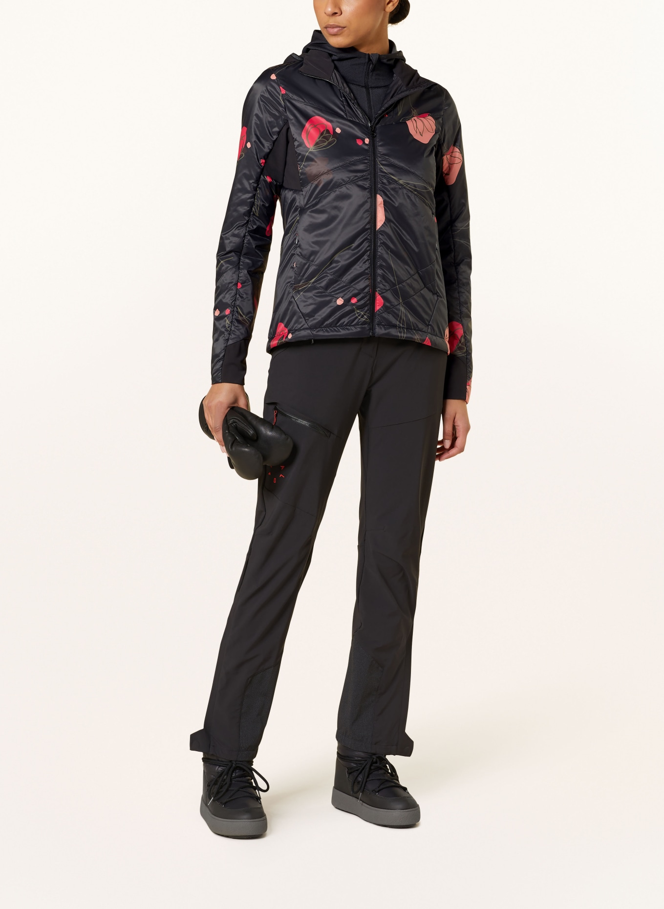 maloja Hybrid quilted jacket TREVISOM., Color: BLACK/ RED/ KHAKI (Image 2)