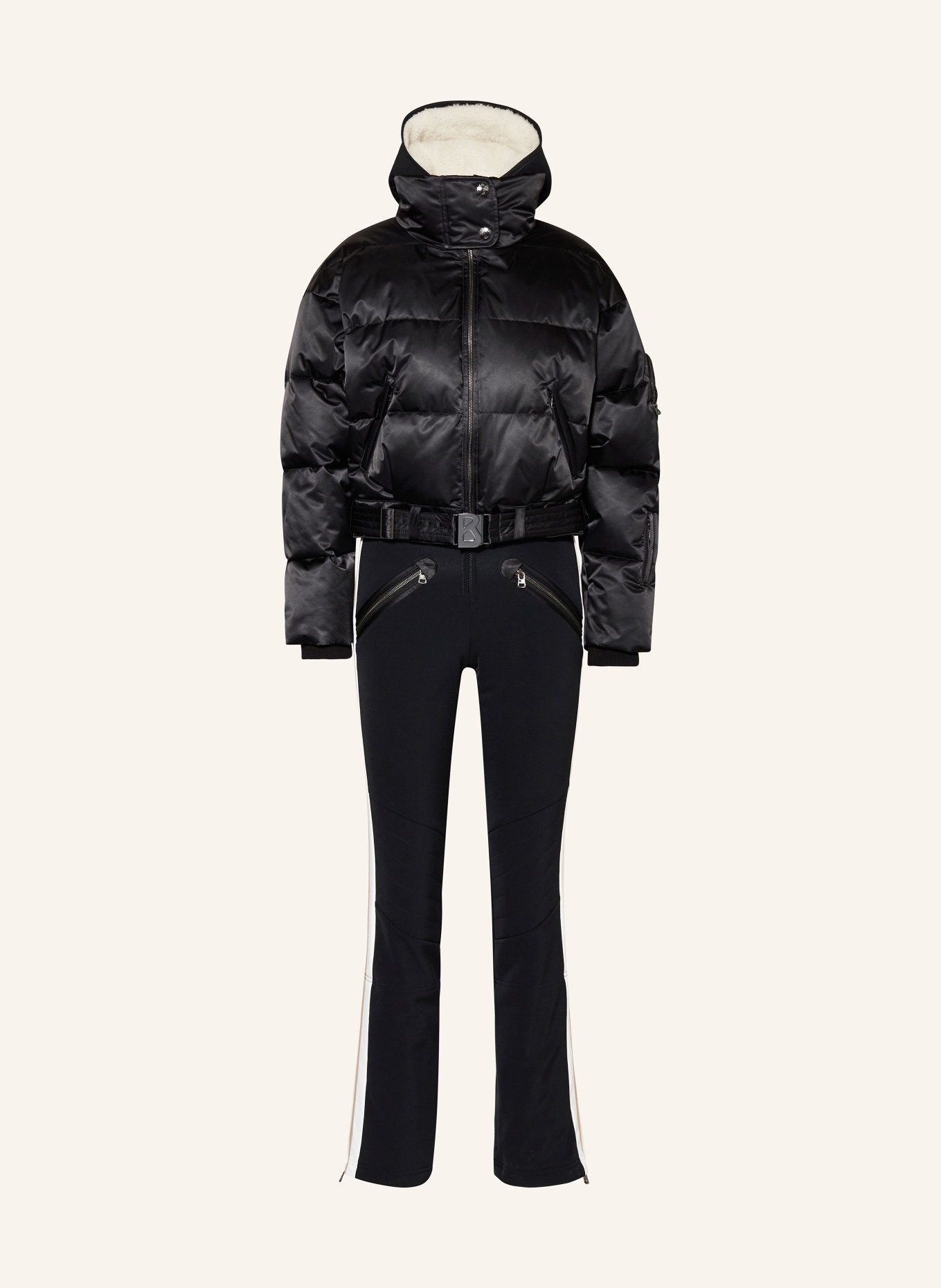 BOGNER Set AMALA: Ski overall and down ski jacket, Color: BLACK/ WHITE/ BEIGE (Image 1)