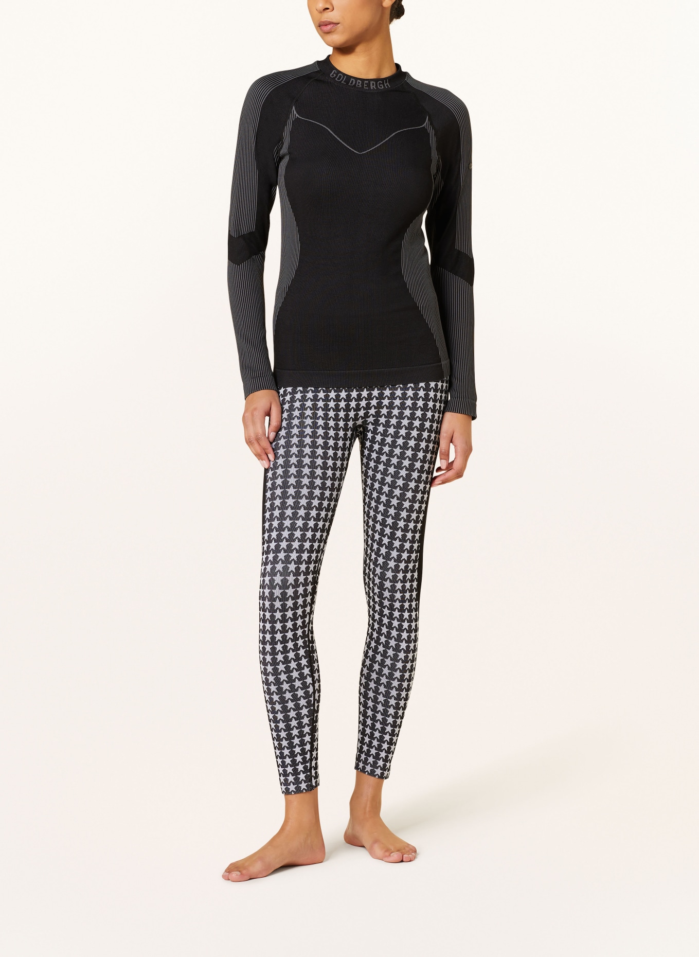 GOLDBERGH Functional baselayer trousers CELESTE with cropped leg length, Color: BLACK/ WHITE (Image 2)