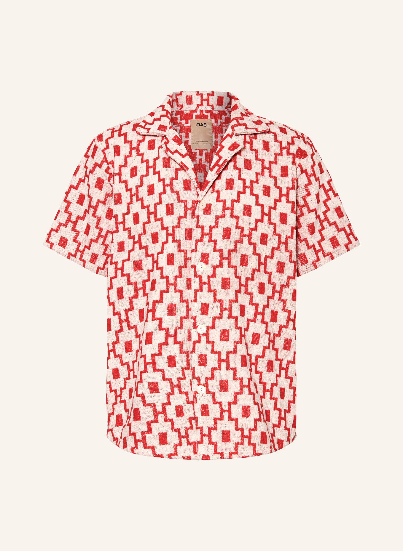 OAS Resort shirt comfort fit in terry cloth, Color: WHITE/ RED (Image 1)