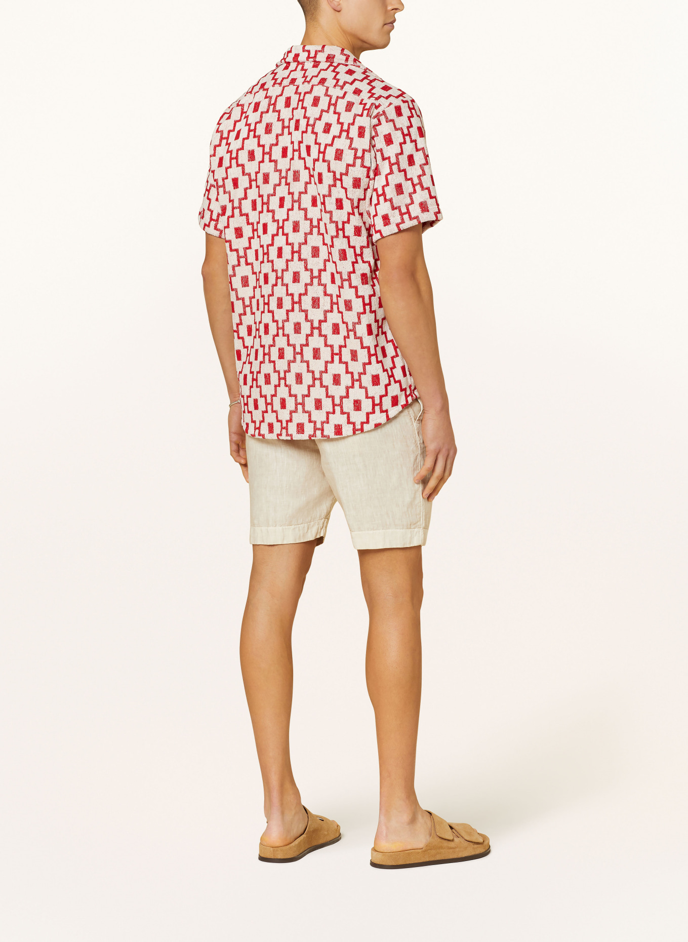 OAS Resort shirt comfort fit in terry cloth, Color: WHITE/ RED (Image 3)