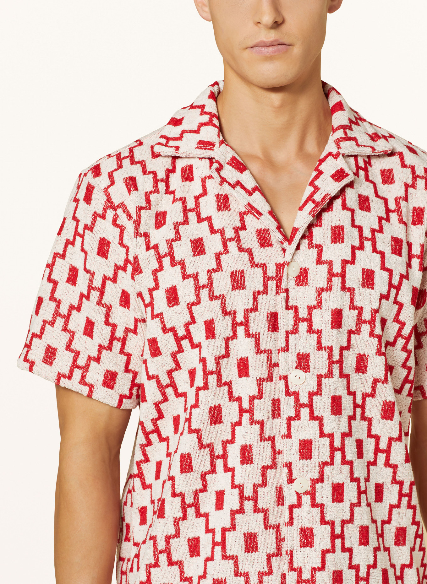 OAS Resort shirt comfort fit in terry cloth, Color: WHITE/ RED (Image 4)