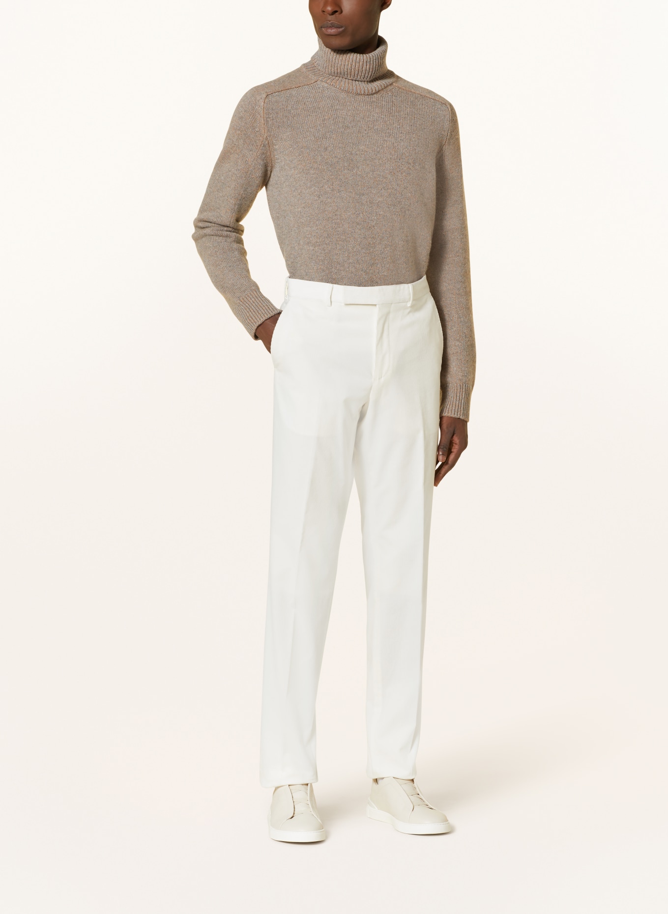 ZEGNA Spodnie sztruksowe CASHCO regular fit, Kolor: WHITE (Obrazek 3)
