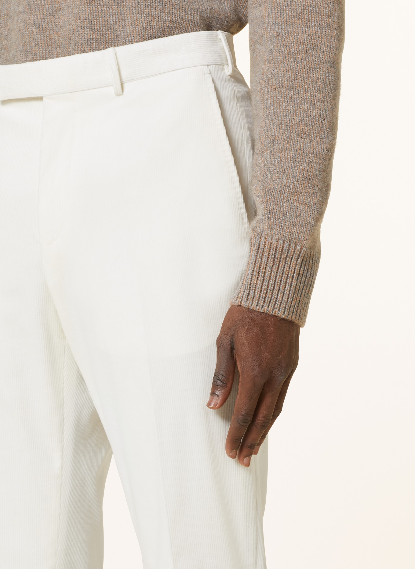 ZEGNA Spodnie sztruksowe CASHCO regular fit, Kolor: WHITE (Obrazek 6)
