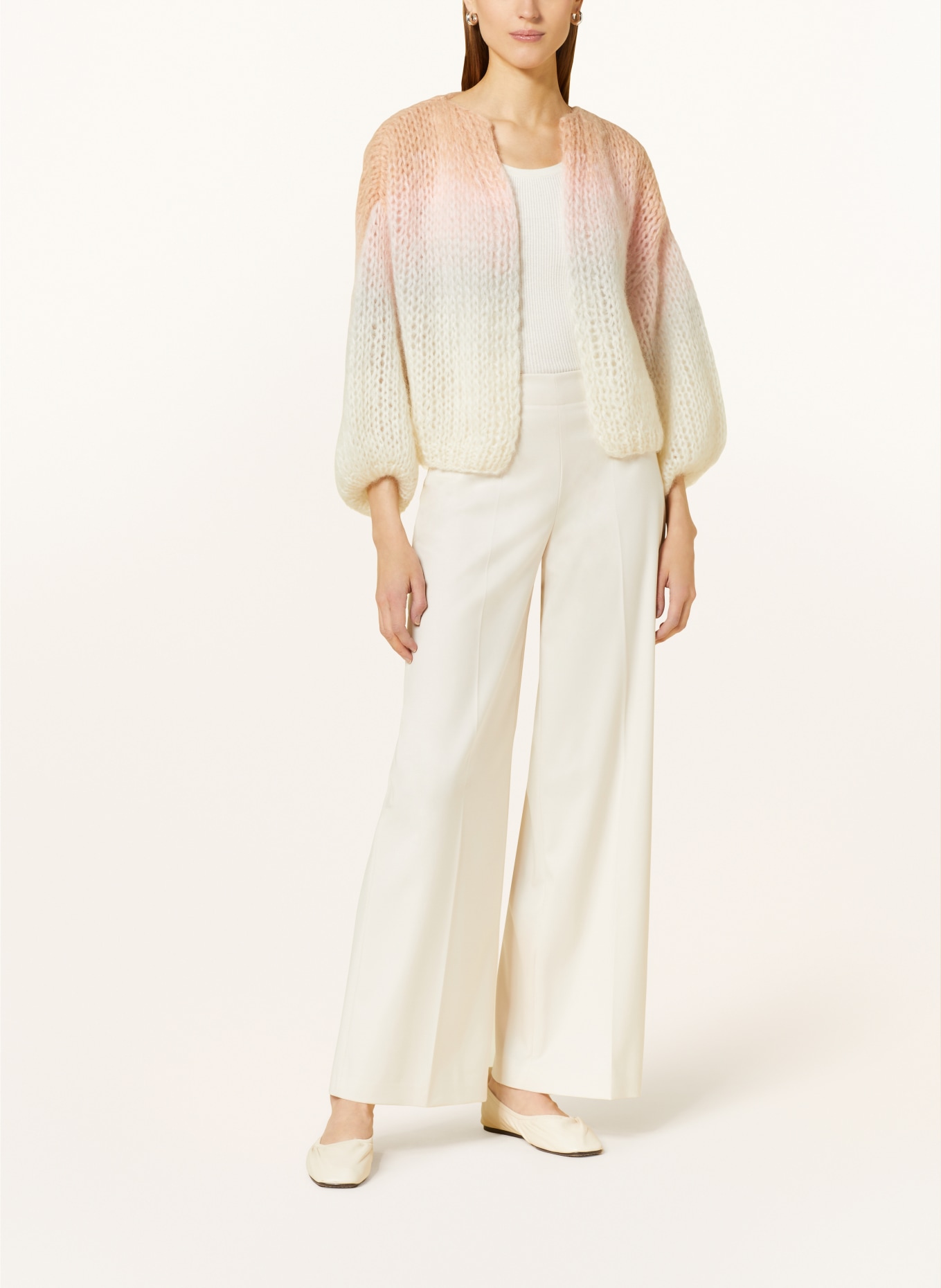 MAIAMI Oversized knit cardigan with mohair, Color: CREAM/ LIGHT PINK/ LIGHT GRAY (Image 2)