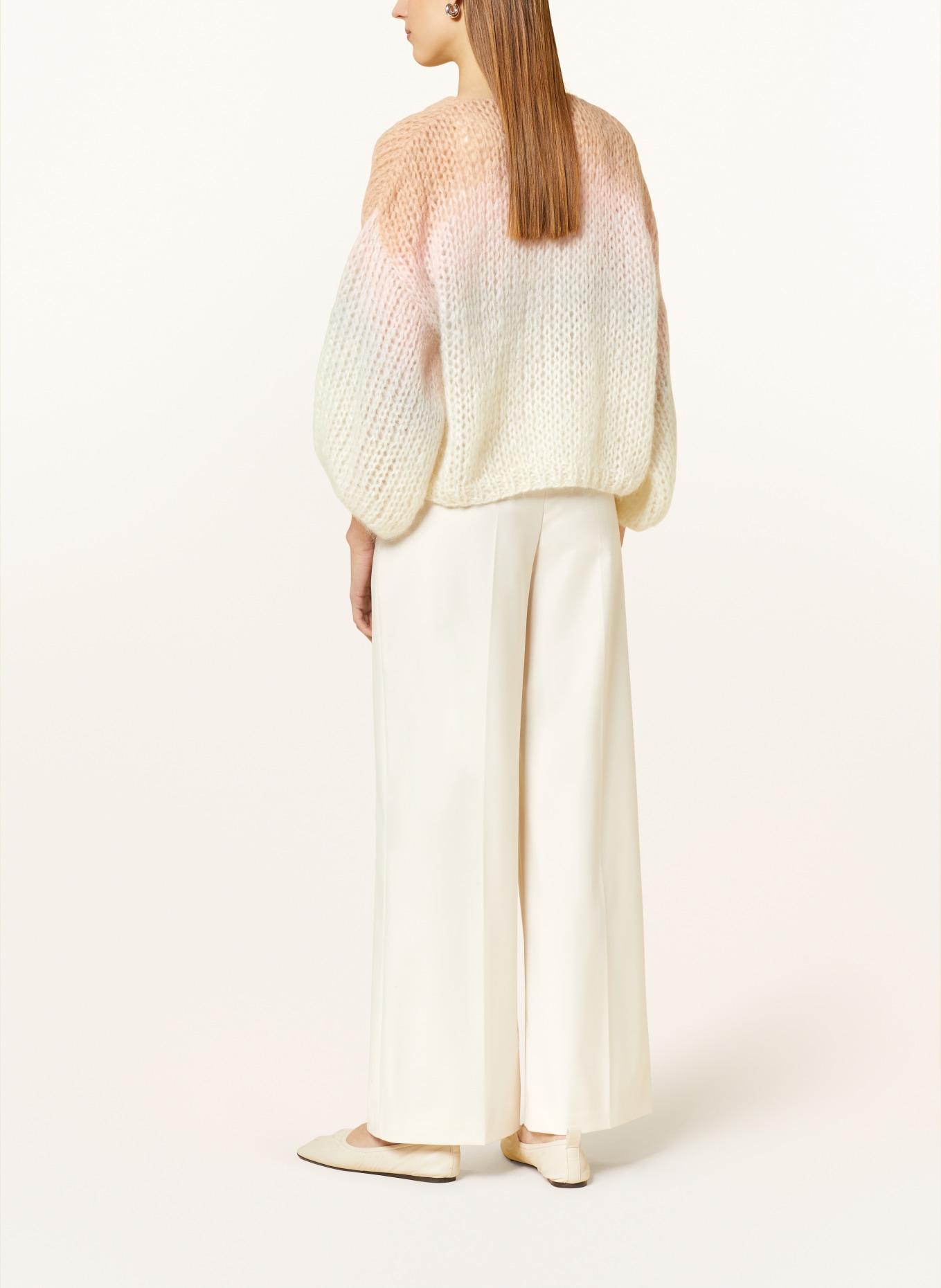MAIAMI Oversized knit cardigan with mohair, Color: CREAM/ LIGHT PINK/ LIGHT GRAY (Image 3)