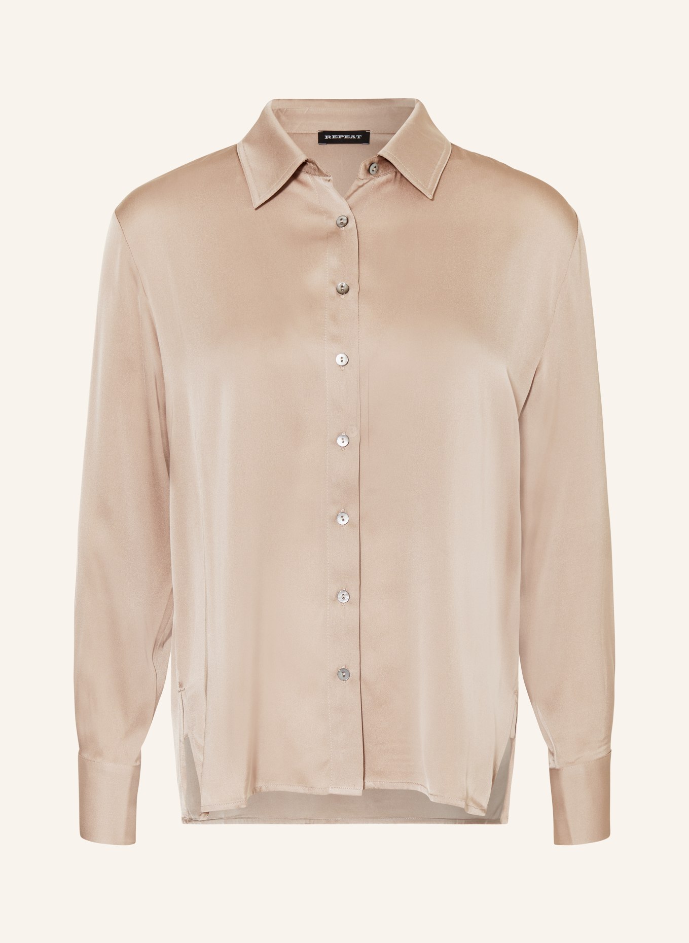 REPEAT Shirt blouse in silk, Color: BEIGE (Image 1)