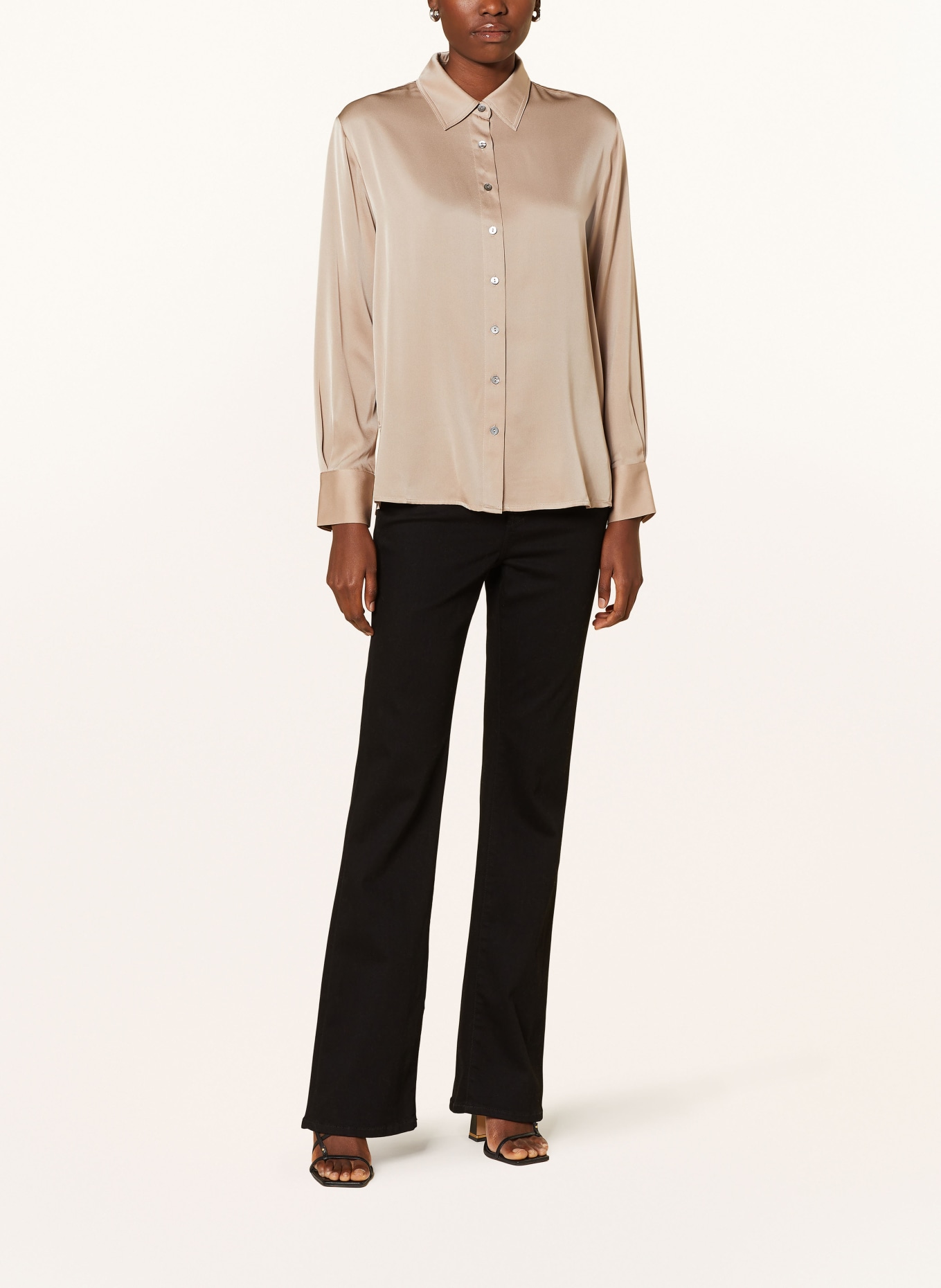 REPEAT Shirt blouse in silk, Color: BEIGE (Image 2)