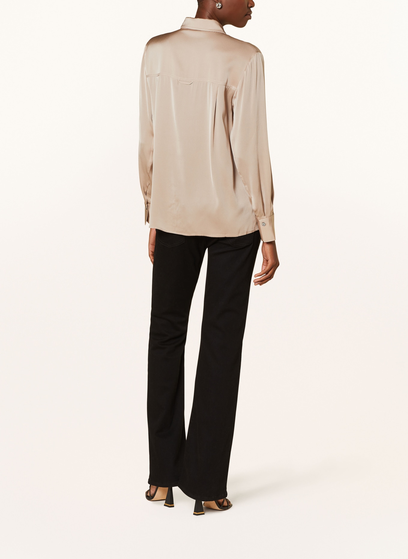 REPEAT Shirt blouse in silk, Color: BEIGE (Image 3)