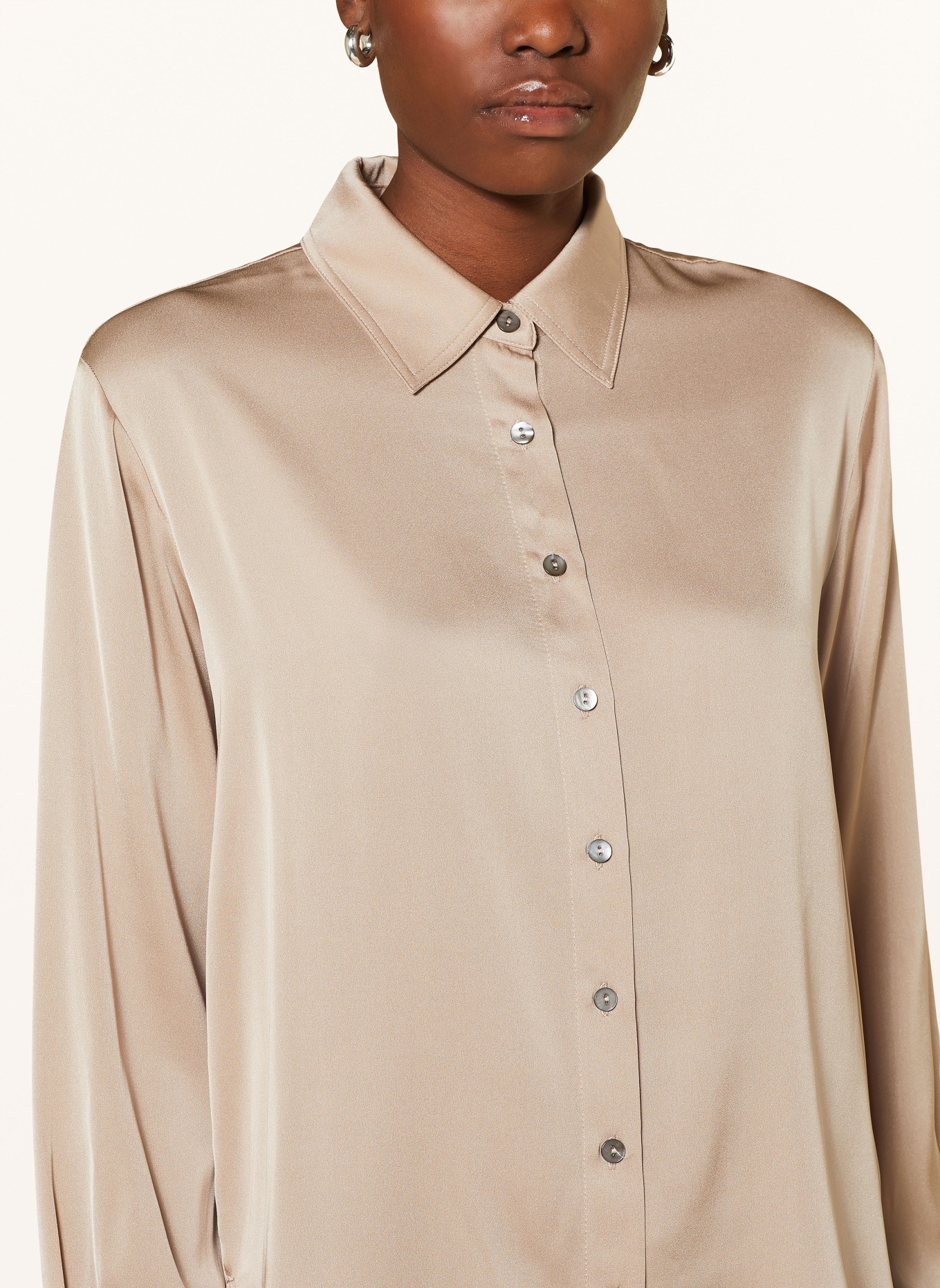 REPEAT Shirt blouse in silk, Color: BEIGE (Image 4)