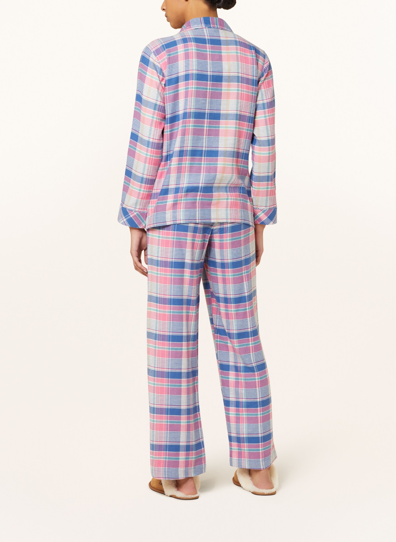 LAUREN RALPH LAUREN Schlafanzug BRUSHED TWILL, Farbe: ROSA/ BLAU/ WEISS (Bild 3)