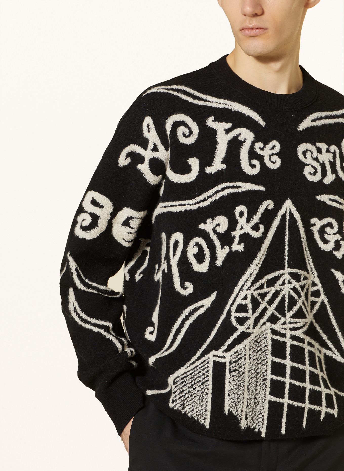 Acne Studios Sweater, Color: BLACK/ ECRU (Image 4)