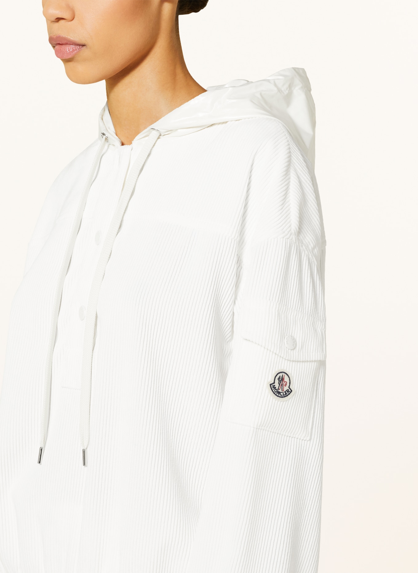 MONCLER Corduroy hoodie in mixed materials, Color: WHITE (Image 5)