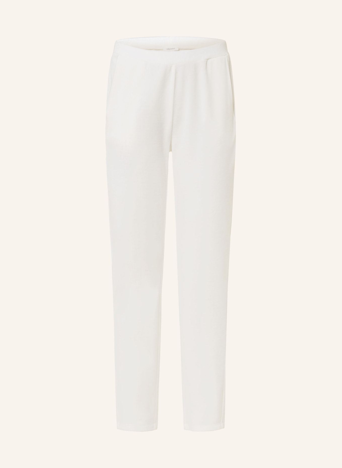 darling harbour Lounge pants made of velour, Color: CREAM/ WHITE (Image 1)
