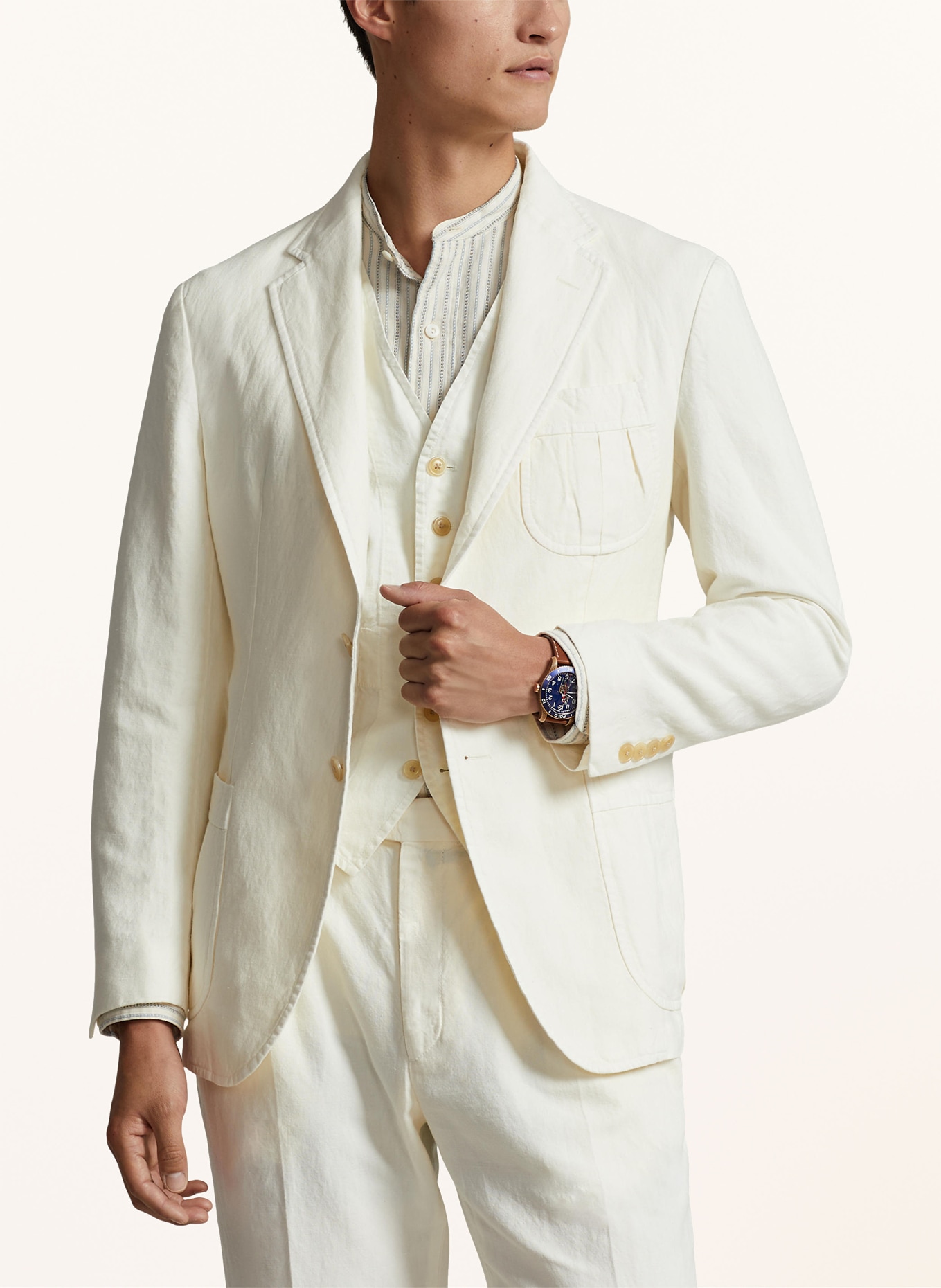 POLO RALPH LAUREN Tailored jacket extra slim fit with linen, Color: WHITE (Image 5)
