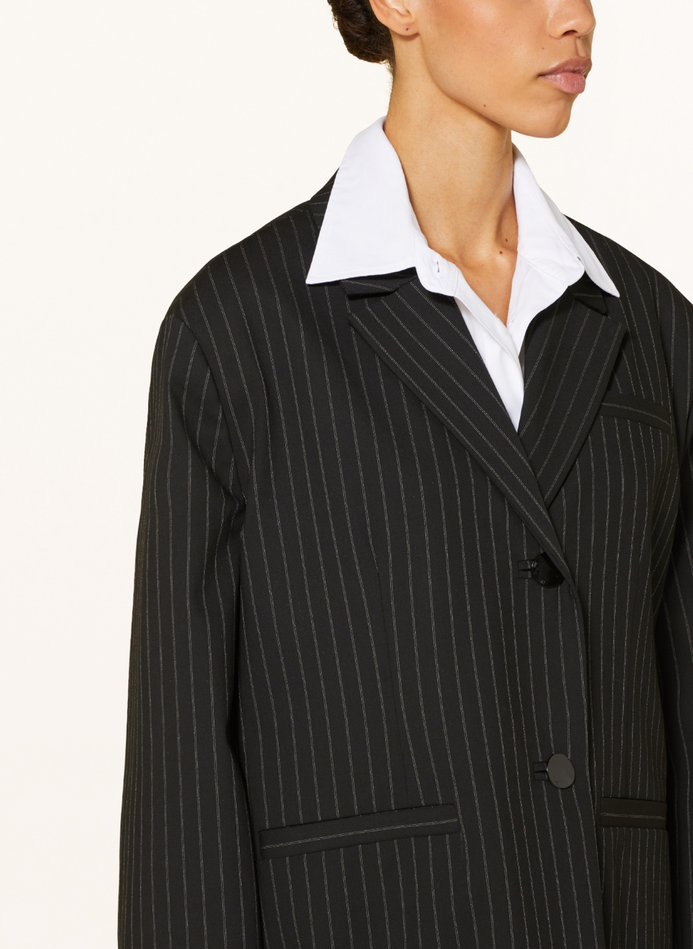 GANNI Oversized blazer, Color: BLACK/ ECRU (Image 4)