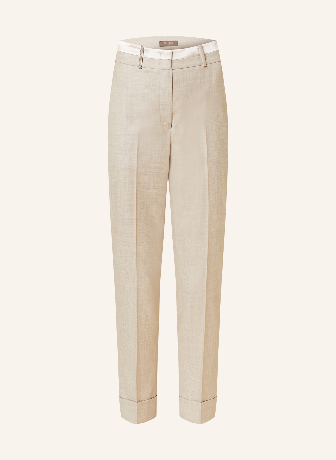 PESERICO 7/8 trousers with decorative beads, Color: BEIGE (Image 1)
