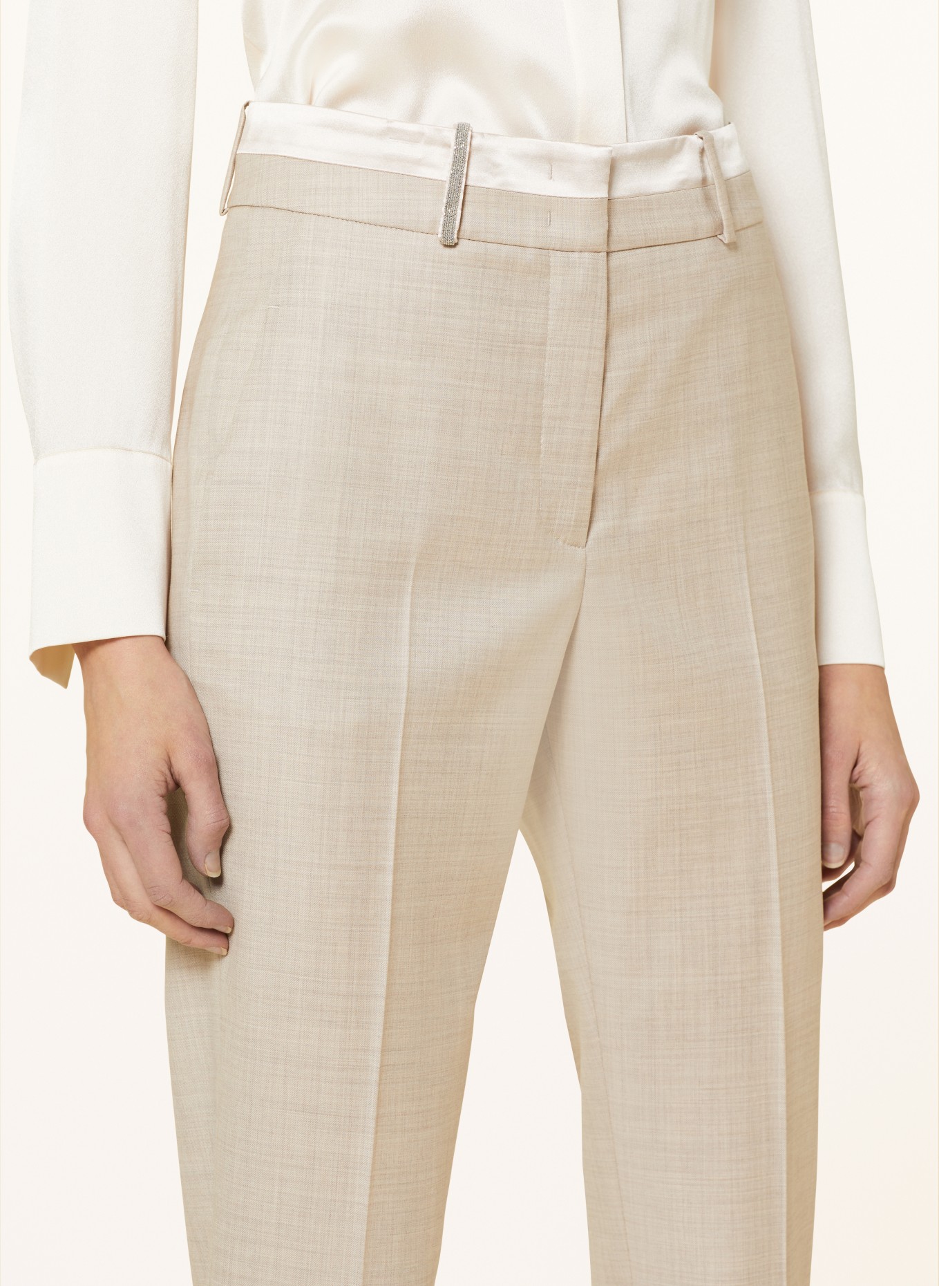 PESERICO 7/8 trousers with decorative beads, Color: BEIGE (Image 5)