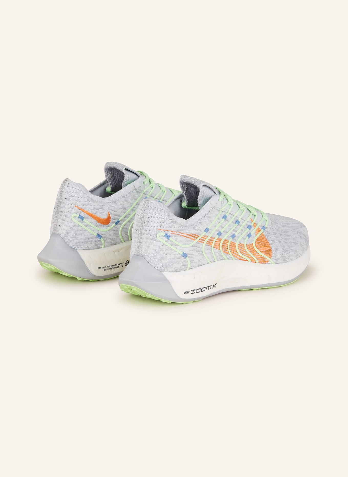 Nike Running shoes PEGASUS TURBO NEXT NATURE, Color: LIGHT GRAY/ NEON GREEN (Image 2)