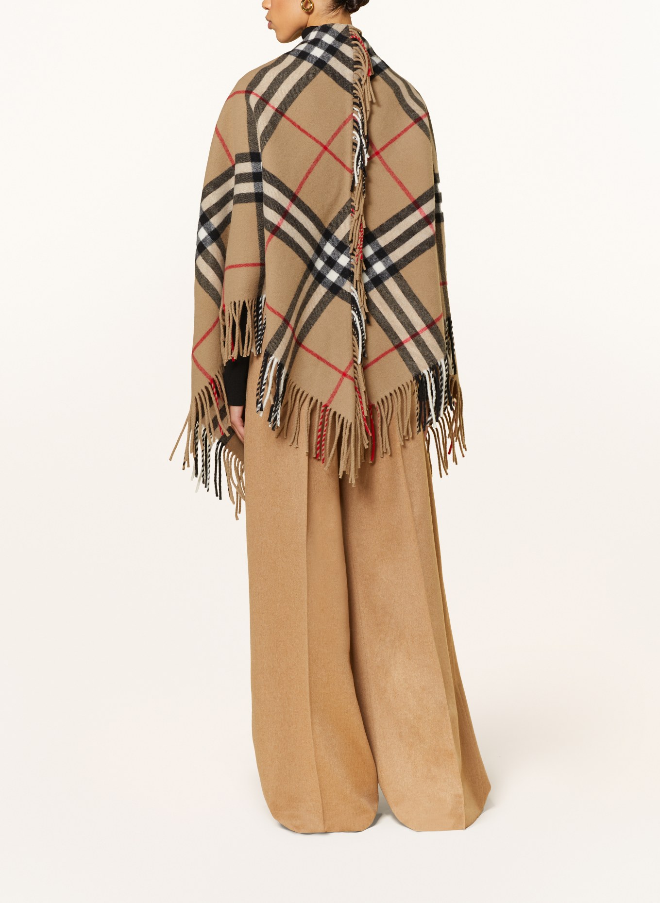 BURBERRY Cape, Color: LIGHT BROWN/ BLACK/ RED (Image 3)