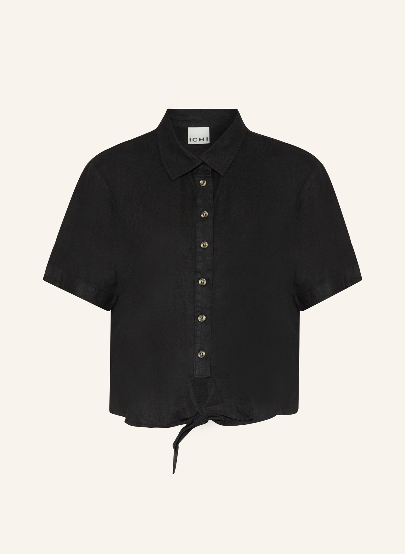 ICHI Shirt blouse IHLINO with linen, Color: BLACK (Image 1)
