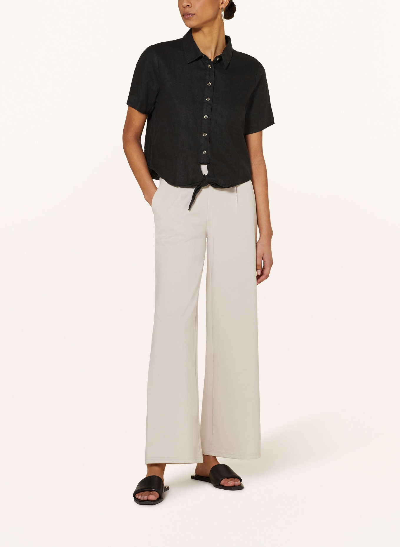 ICHI Shirt blouse IHLINO with linen, Color: BLACK (Image 2)
