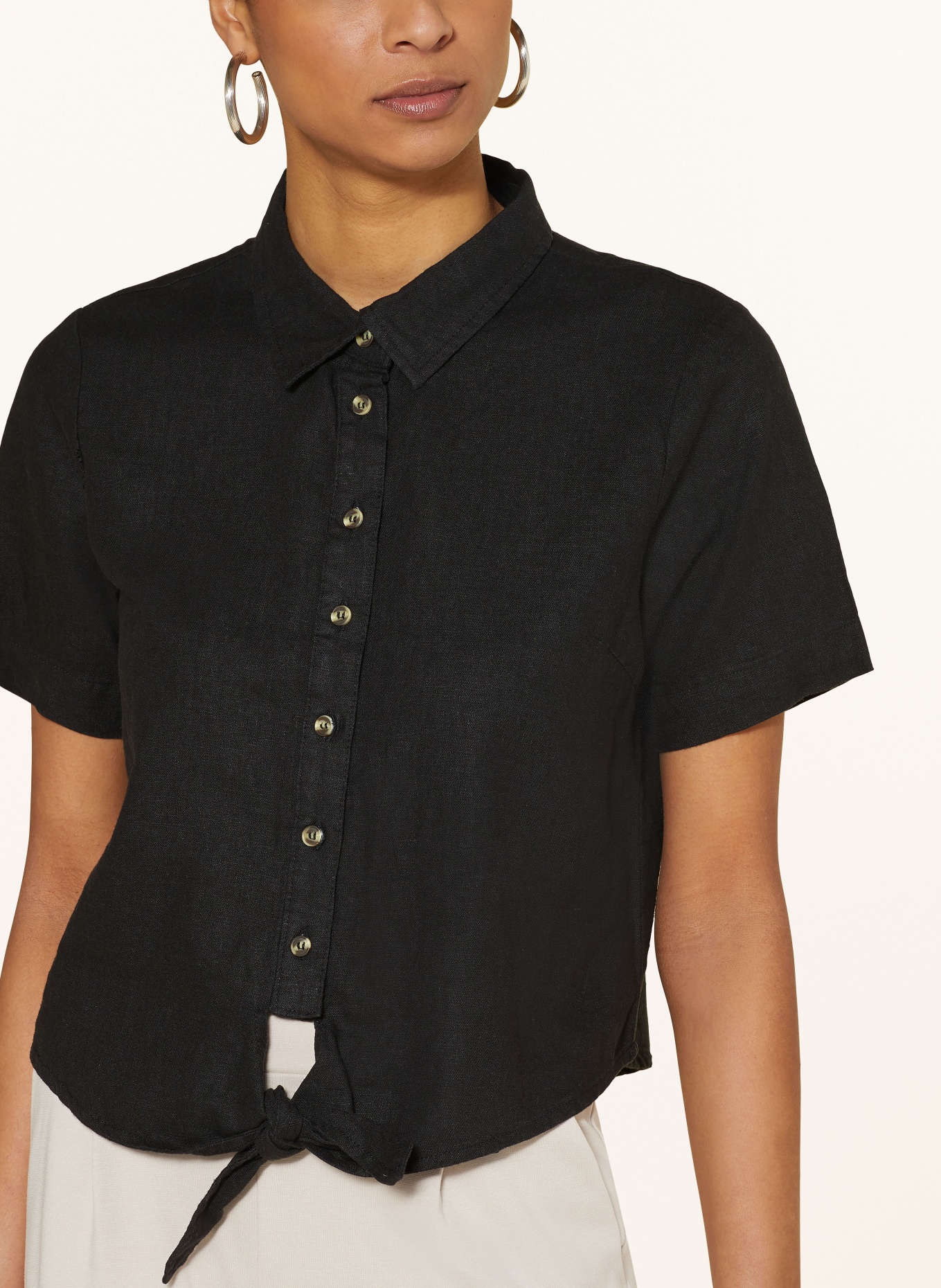 ICHI Shirt blouse IHLINO with linen, Color: BLACK (Image 4)