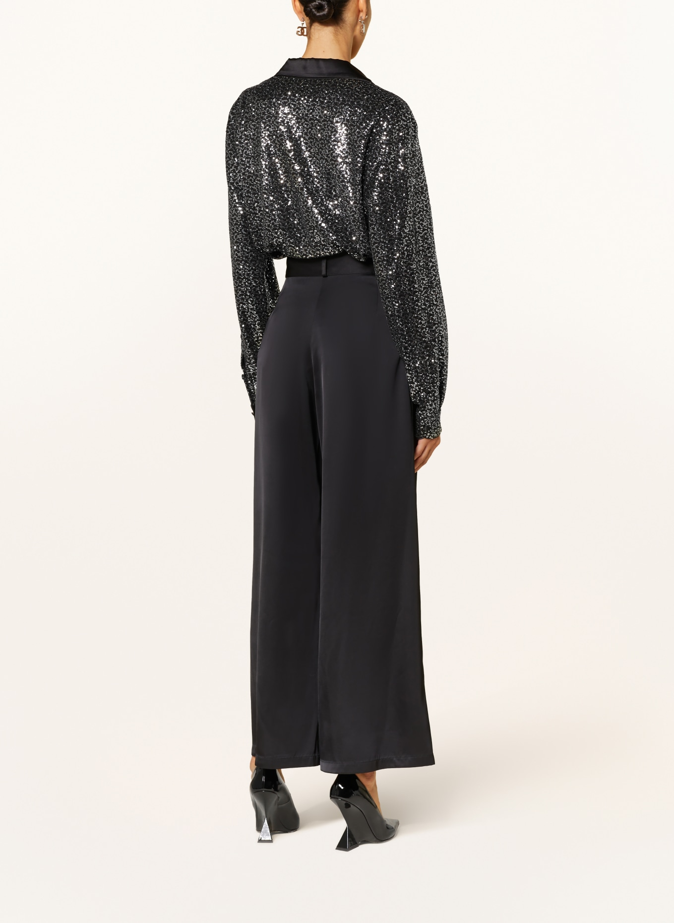 DOLCE & GABBANA Satin blouse with sequins, Color: BLACK (Image 3)