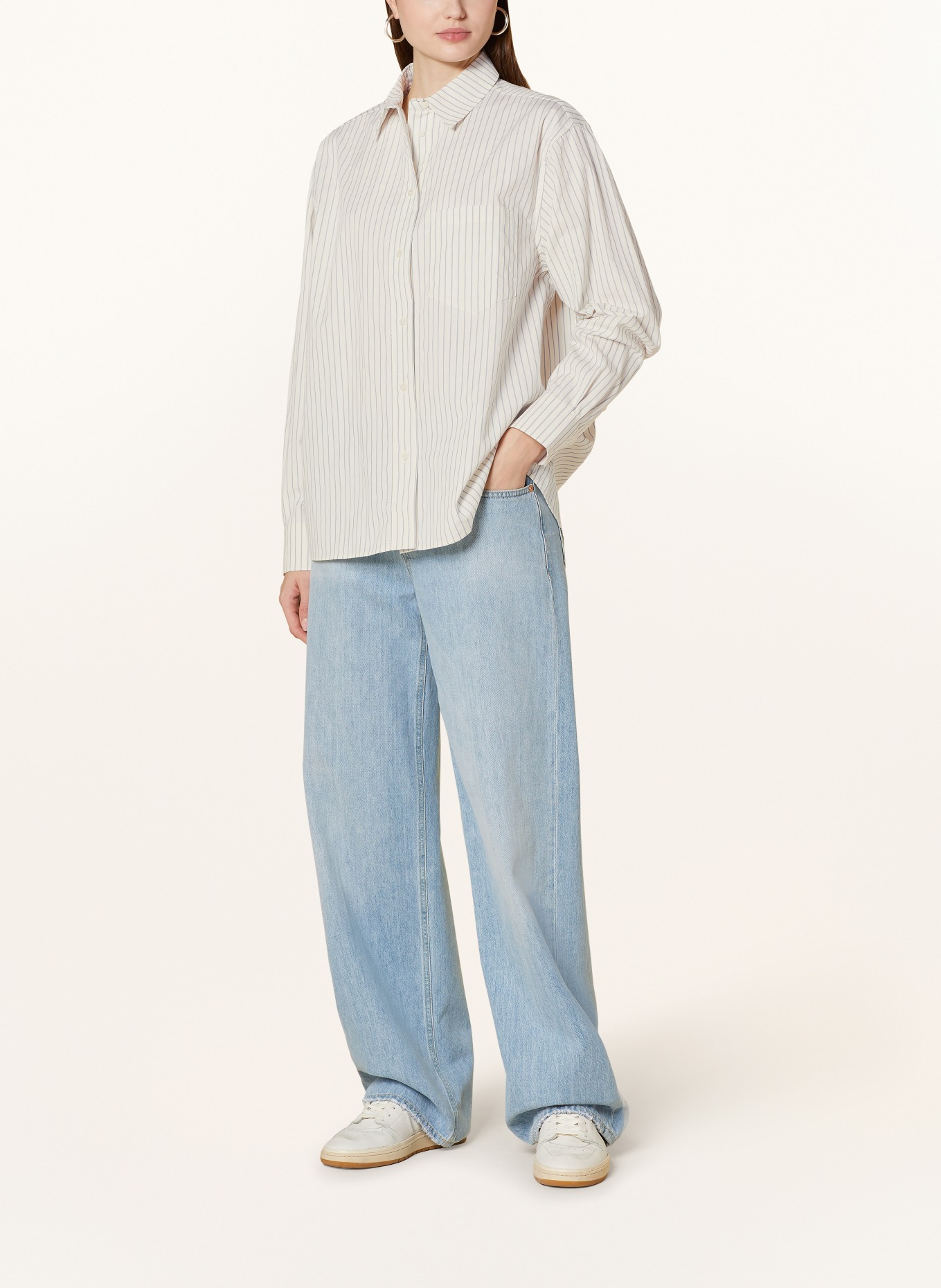 ANINE BING Shirt blouse BRAXTON, Color: ECRU/ DARK BLUE (Image 2)