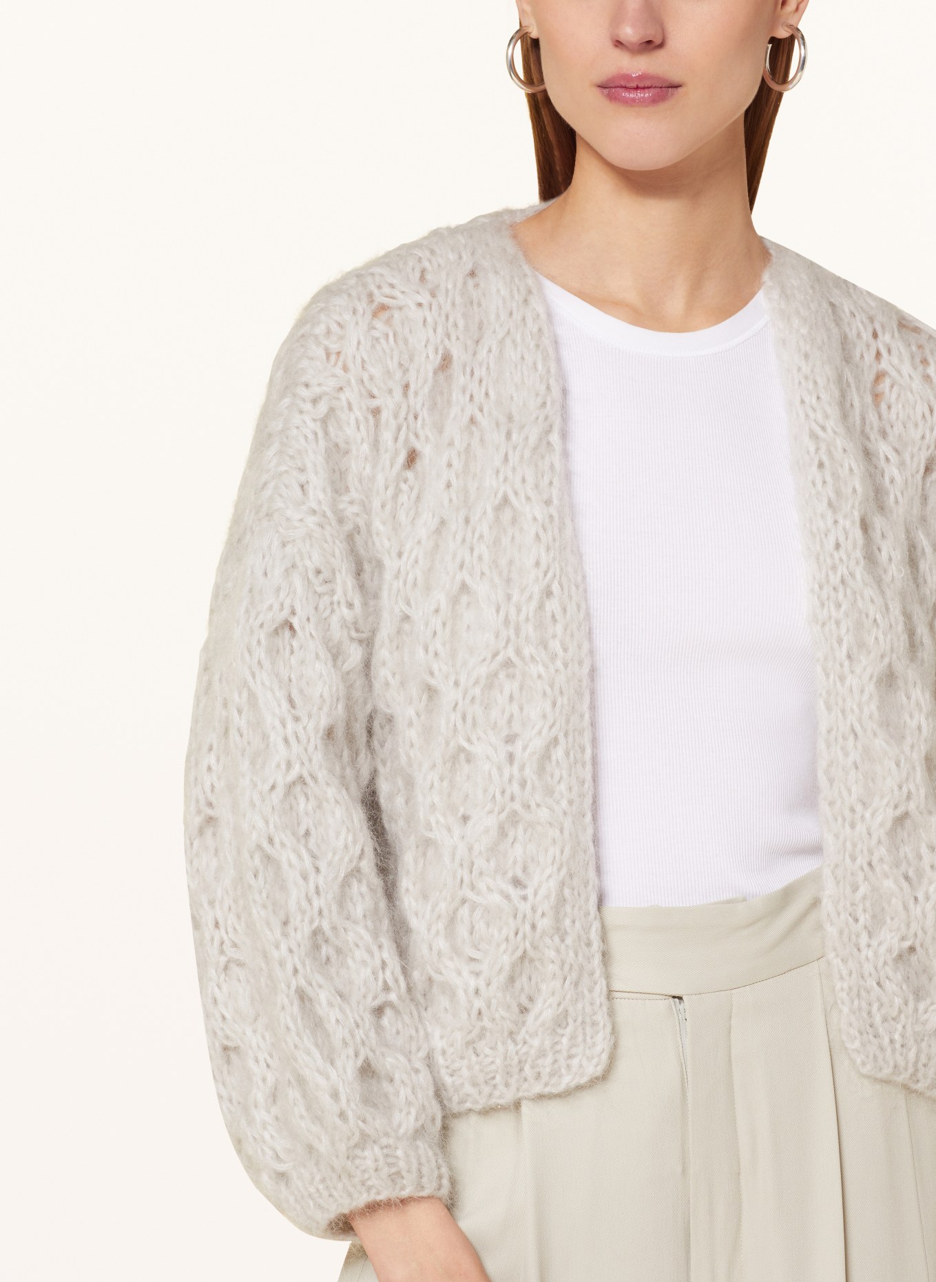 MAIAMI Knit cardigan made of mohair, Color: LIGHT GRAY (Image 4)