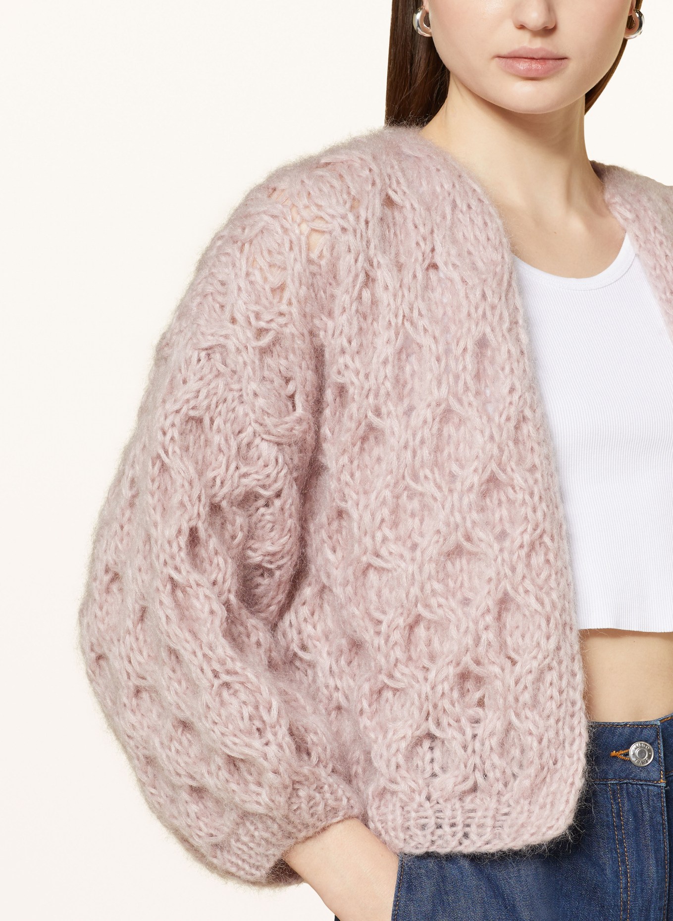 MAIAMI Knit cardigan made of mohair, Color: ROSE (Image 4)