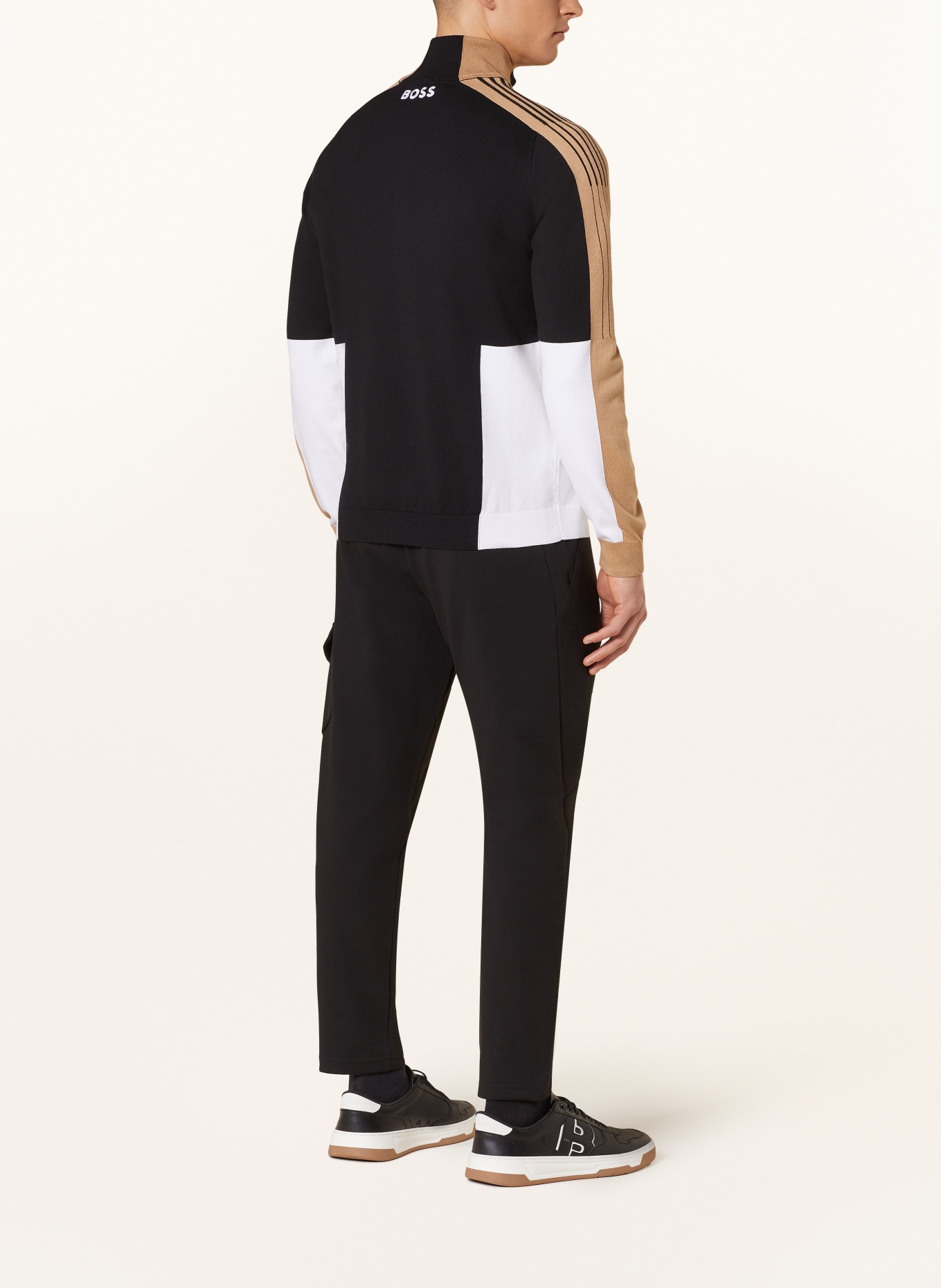 BOSS Half-zip sweater ZOLKAR, Color: BLACK/ WHITE/ BEIGE (Image 3)