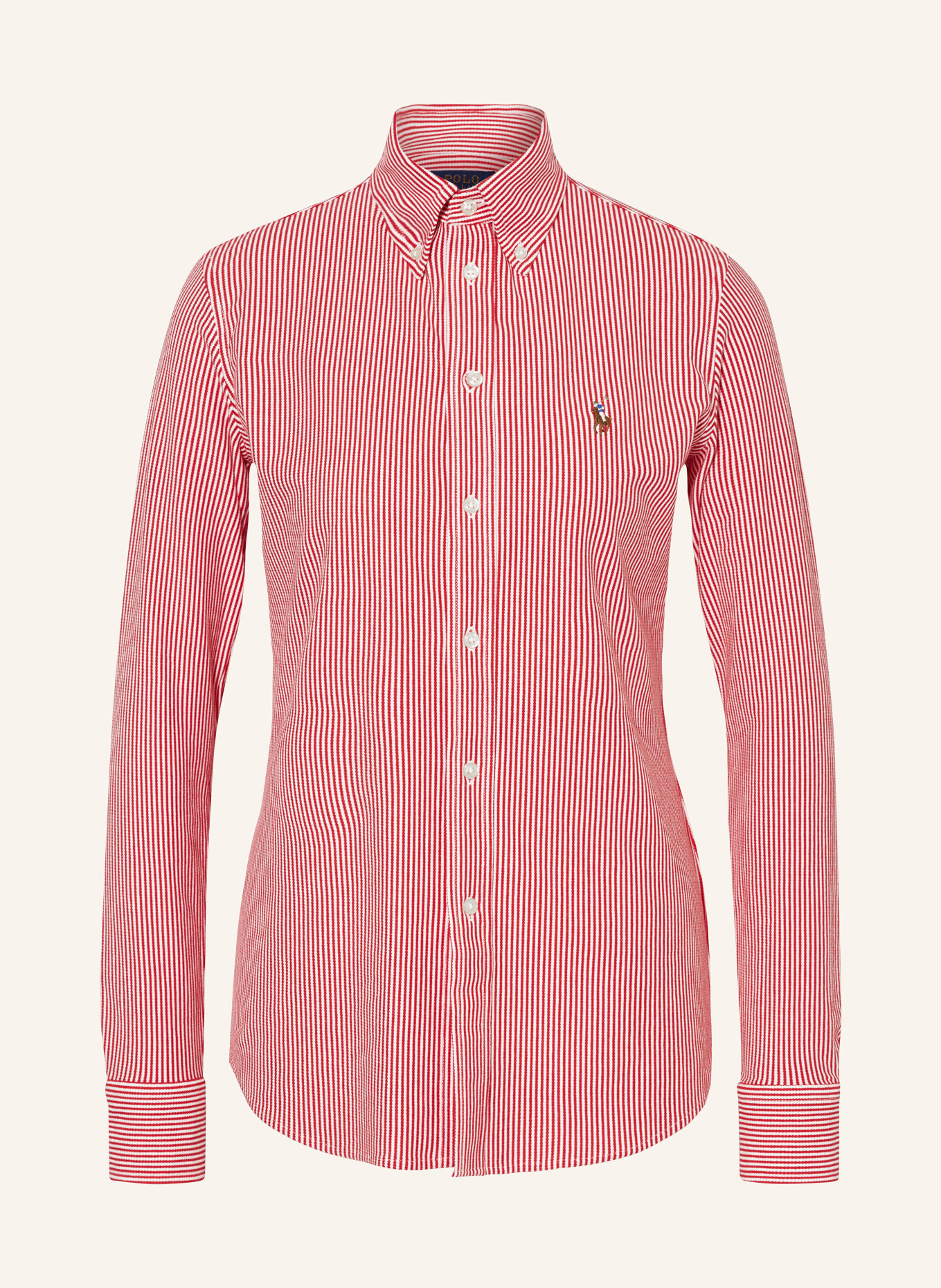 POLO RALPH LAUREN Shirt blouse made of piqué, Color: RED/ WHITE (Image 1)