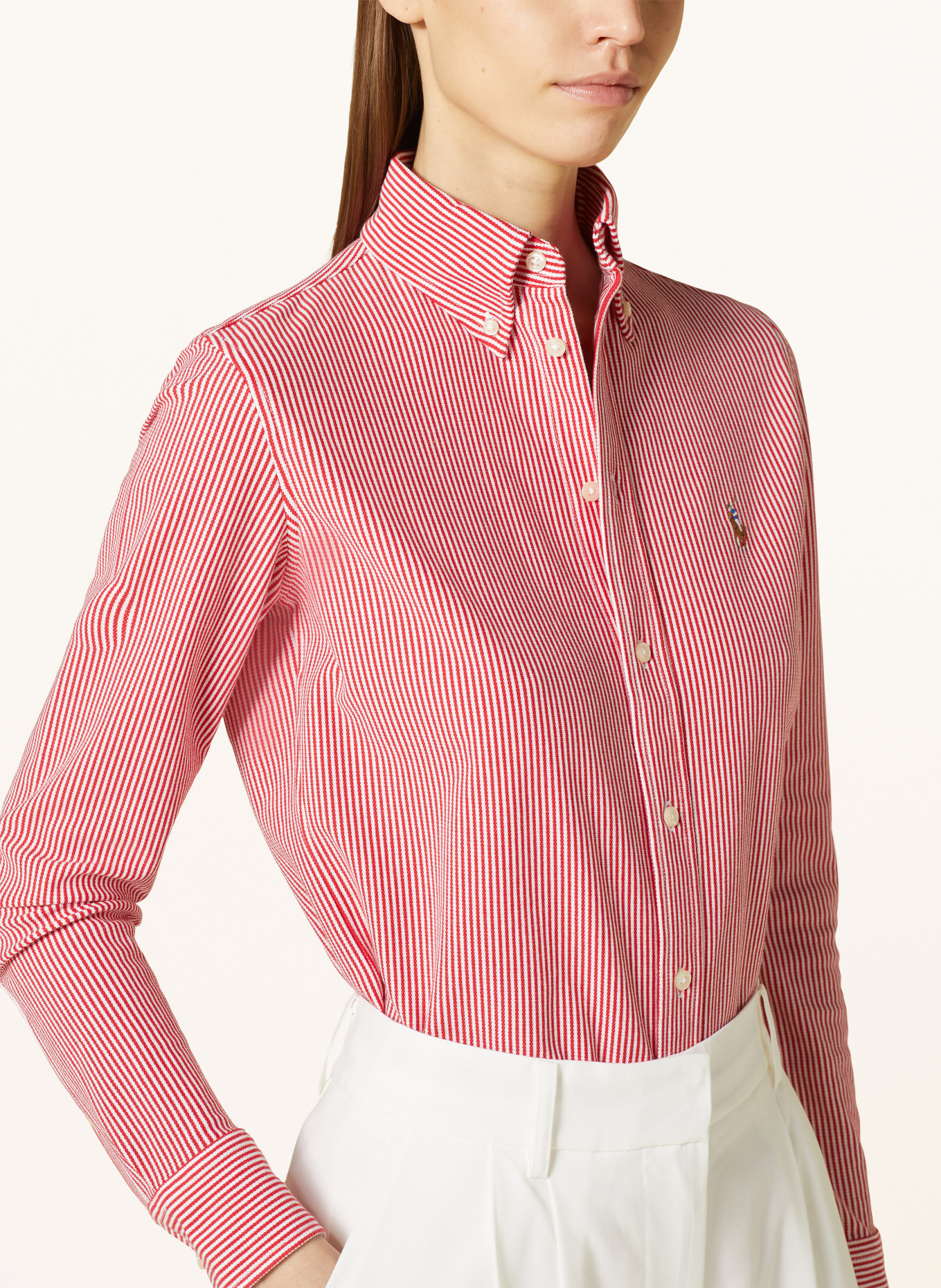 POLO RALPH LAUREN Shirt blouse made of piqué, Color: RED/ WHITE (Image 4)
