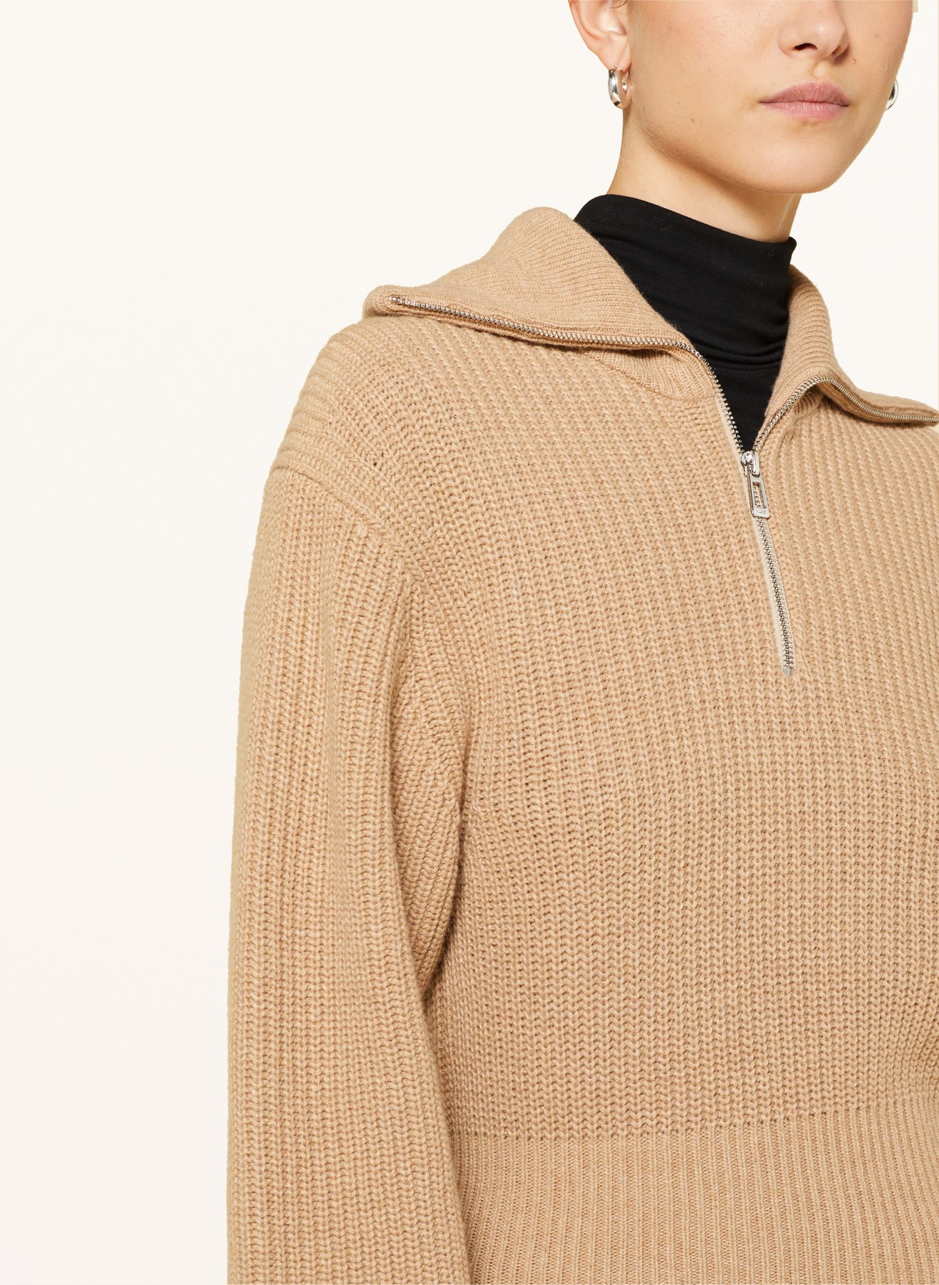 HUGO Half-zip sweater SOFALIA, Color: LIGHT BROWN (Image 4)