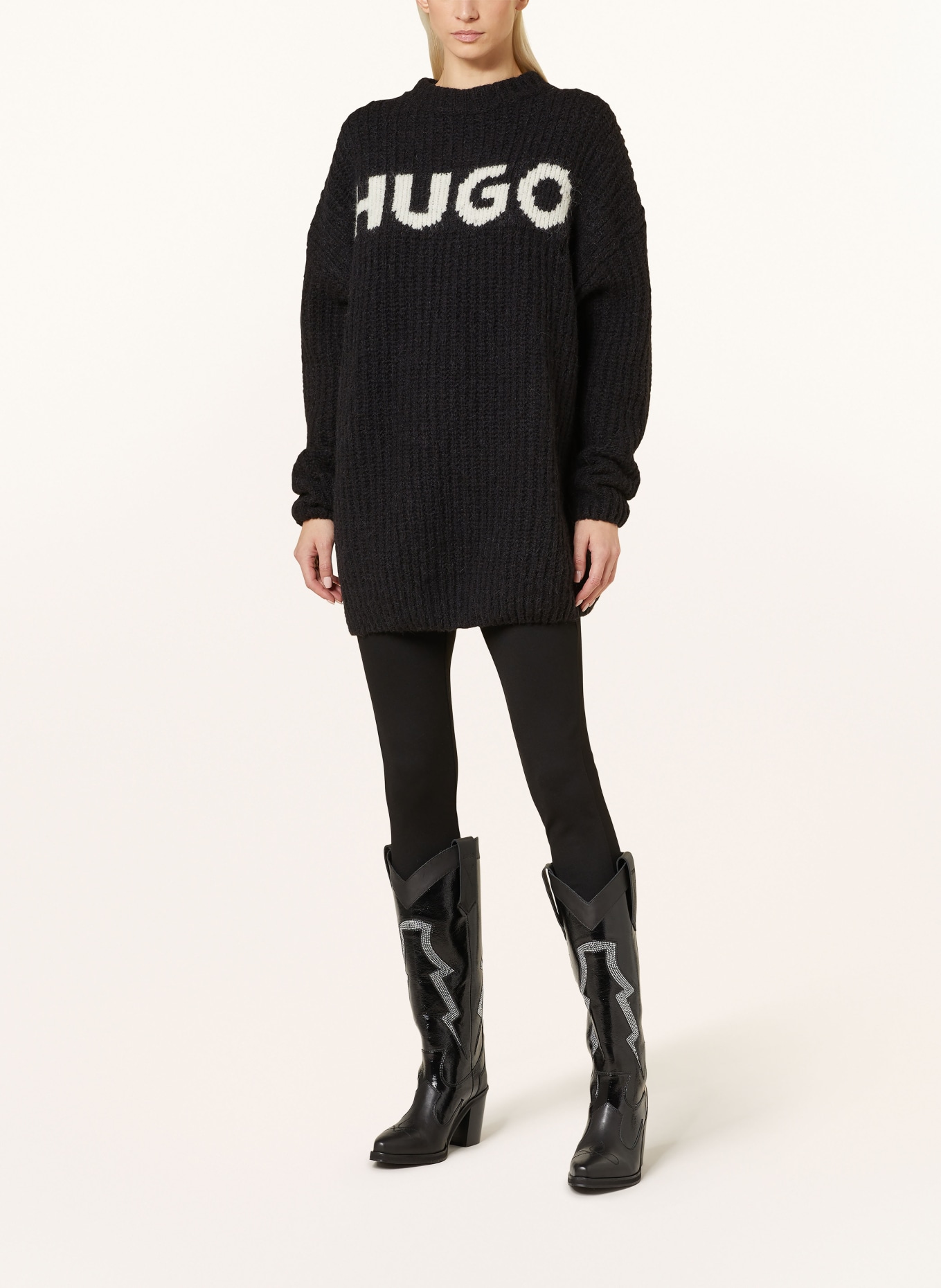 HUGO Oversized-Pullover SLOGUES, Farbe: SCHWARZ/ WEISS (Bild 2)
