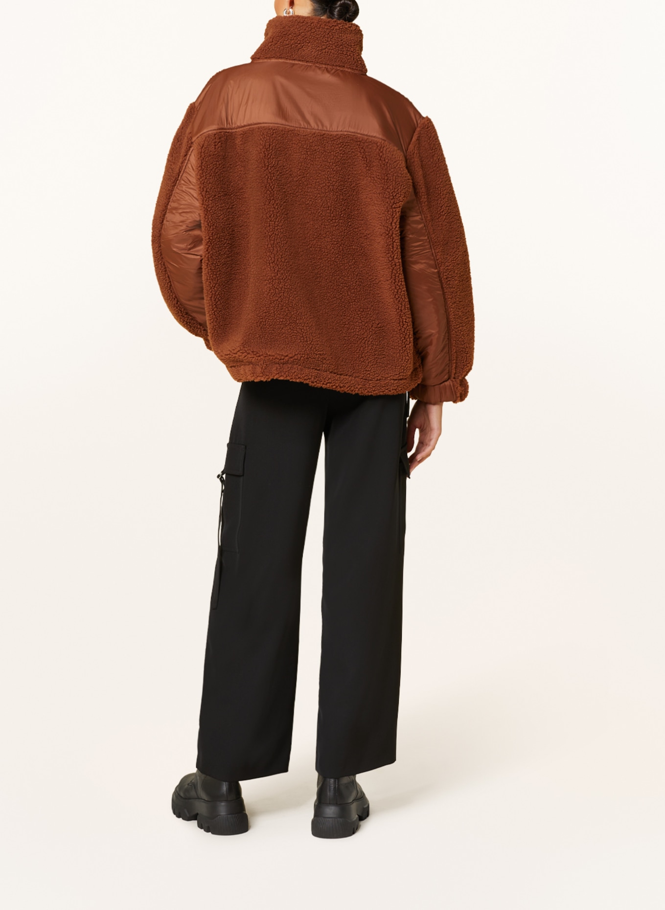 HUGO Sweter typu troyer z pluszowego materiału DACHILLA, Kolor: BRĄZOWY (Obrazek 3)