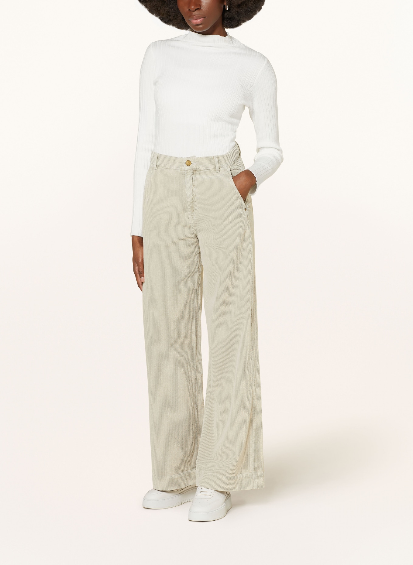 summum woman Wide leg trousers made of corduroy, Color: LIGHT BROWN (Image 2)