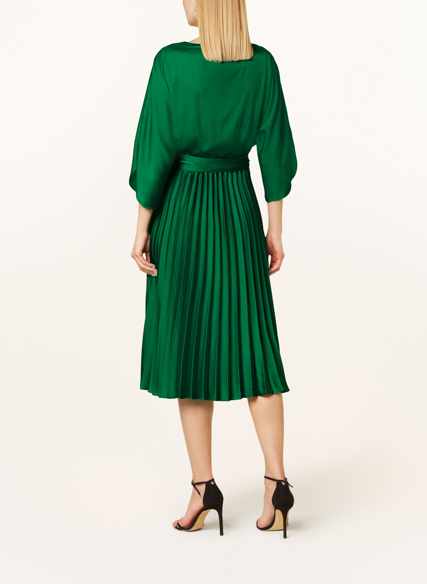 Joseph Ribkoff Pleated dress made of satin, Color: GREEN (Image 3)