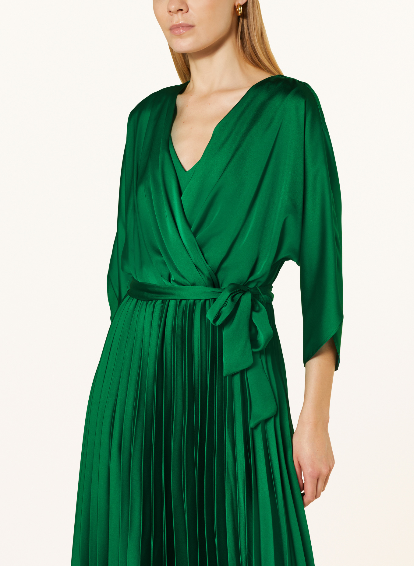 Joseph Ribkoff Pleated dress made of satin, Color: GREEN (Image 4)