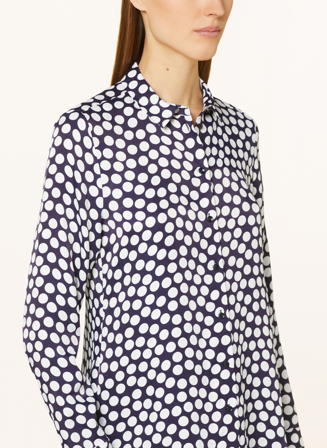 ETERNA Satin shirt blouse, Color: DARK BLUE/ WHITE (Image 4)