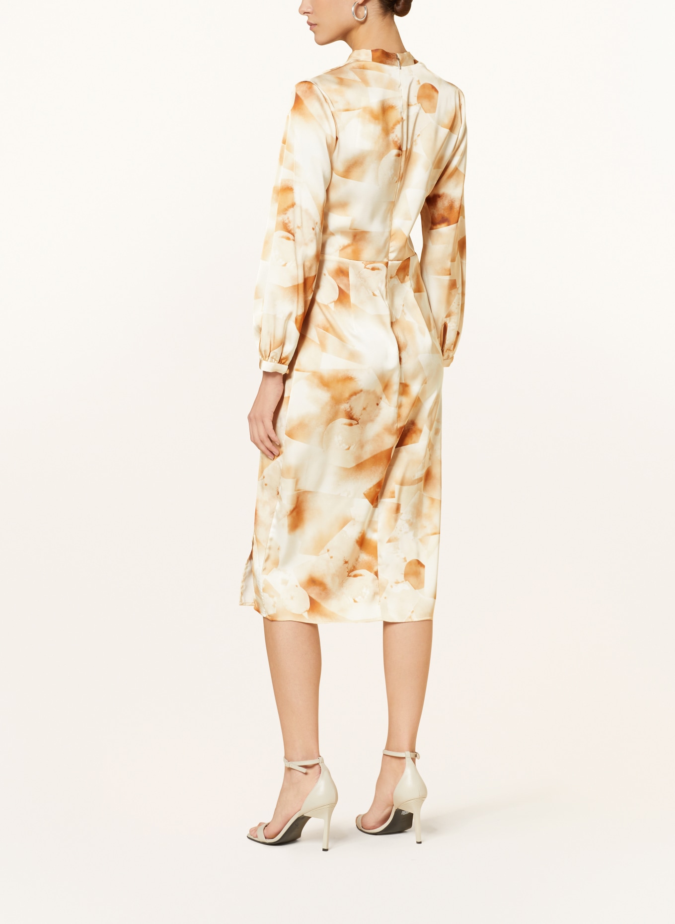 Calvin Klein Dress in wrap look, Color: ECRU/ COGNAC/ LIGHT YELLOW (Image 3)